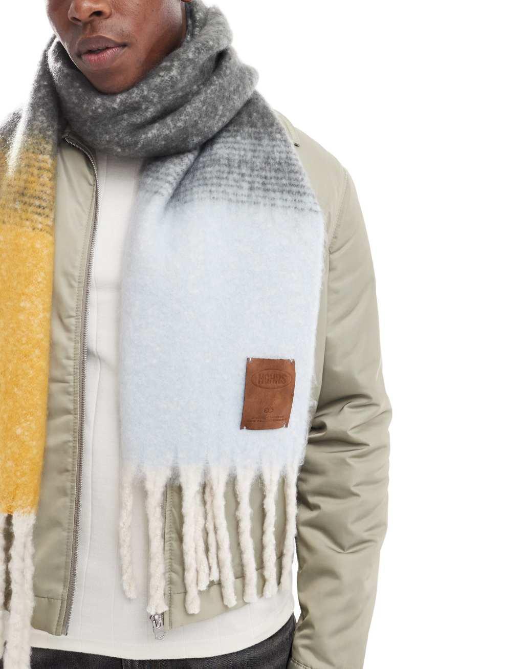 Bershka check multicolored scarf in brown Product Image