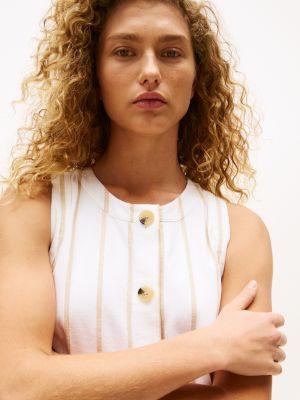 Sleeveless Cotton-Linen Stripe Dress Product Image