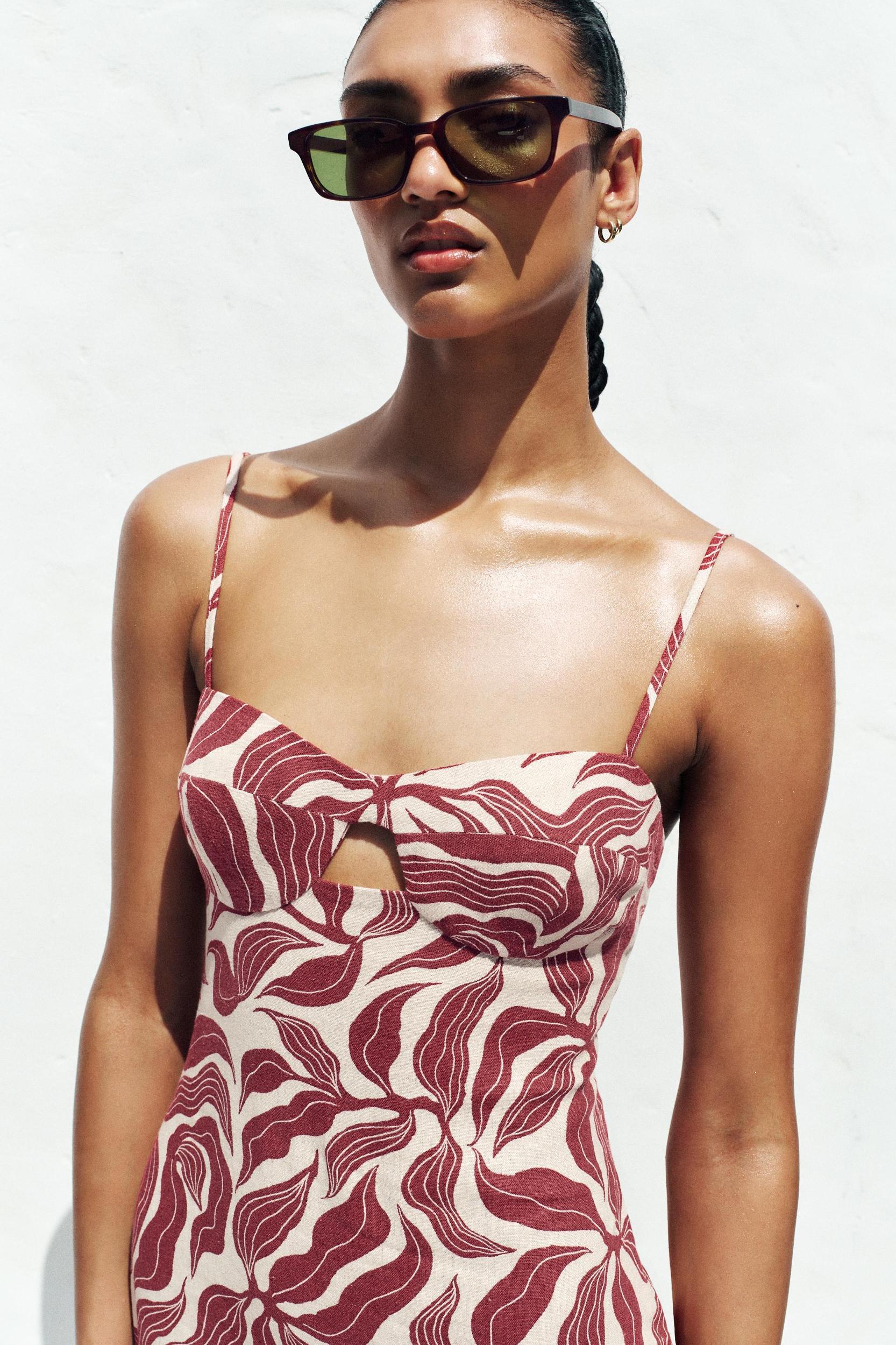 PRINTED RUSTIC LINEN MIDI DRESS Product Image