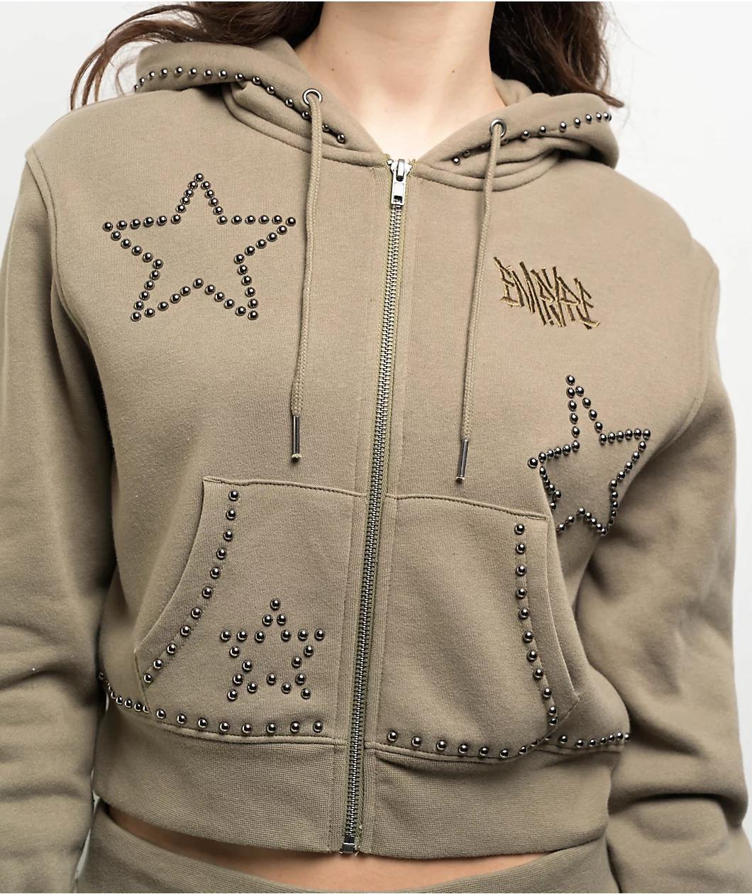 Empyre Angel Green Crop Zip Hoodie Product Image