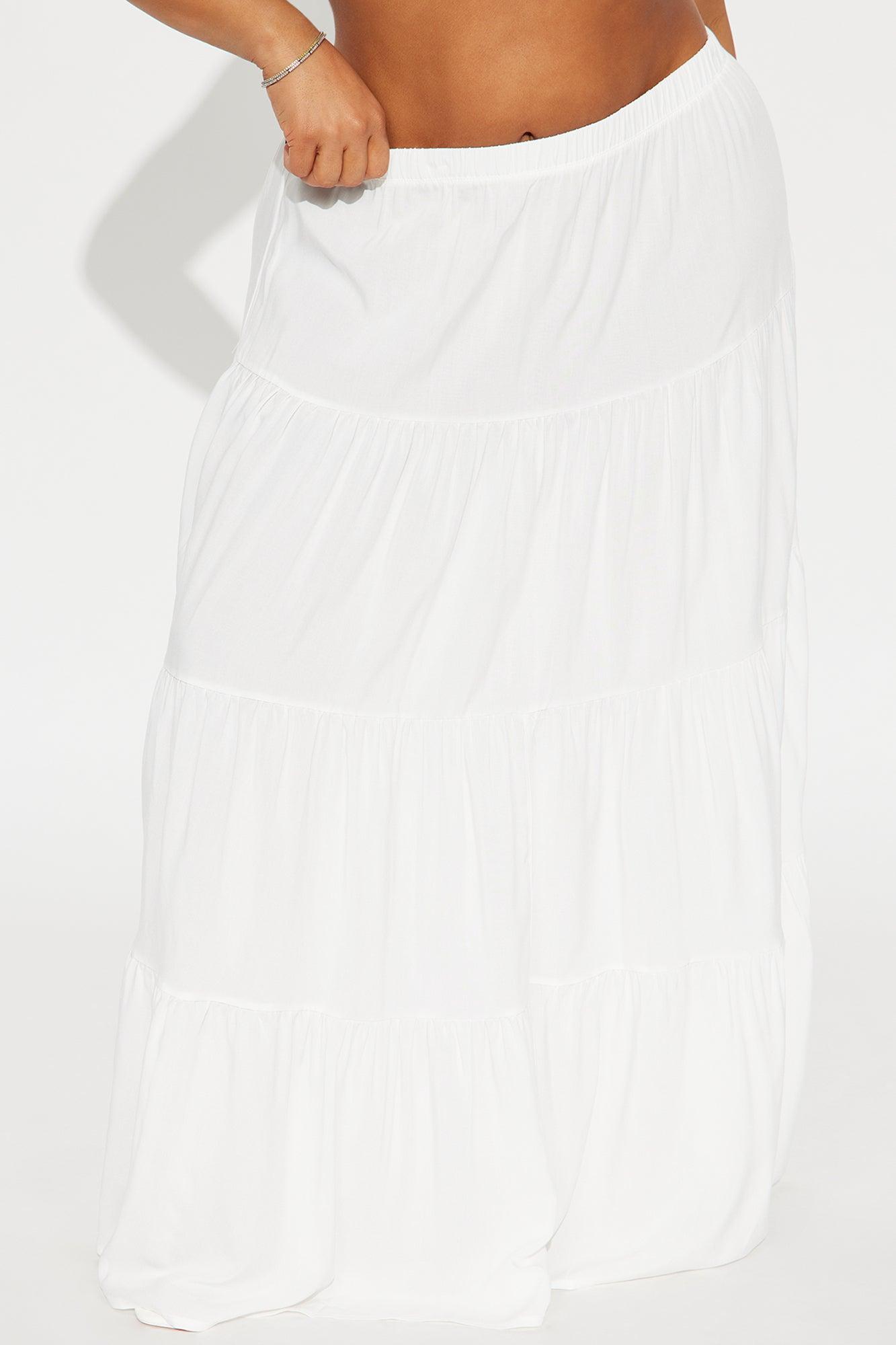 Adriana Tiered Maxi Skirt - White Product Image