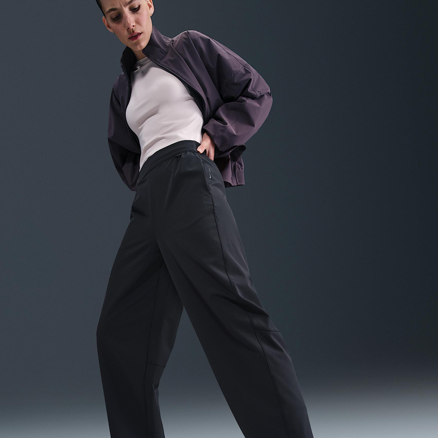 Nike Womens 24.7 PerfectStretch Dri-FIT High-Waisted Loose Barrel-Leg Pants | HM8847-010 Product Image