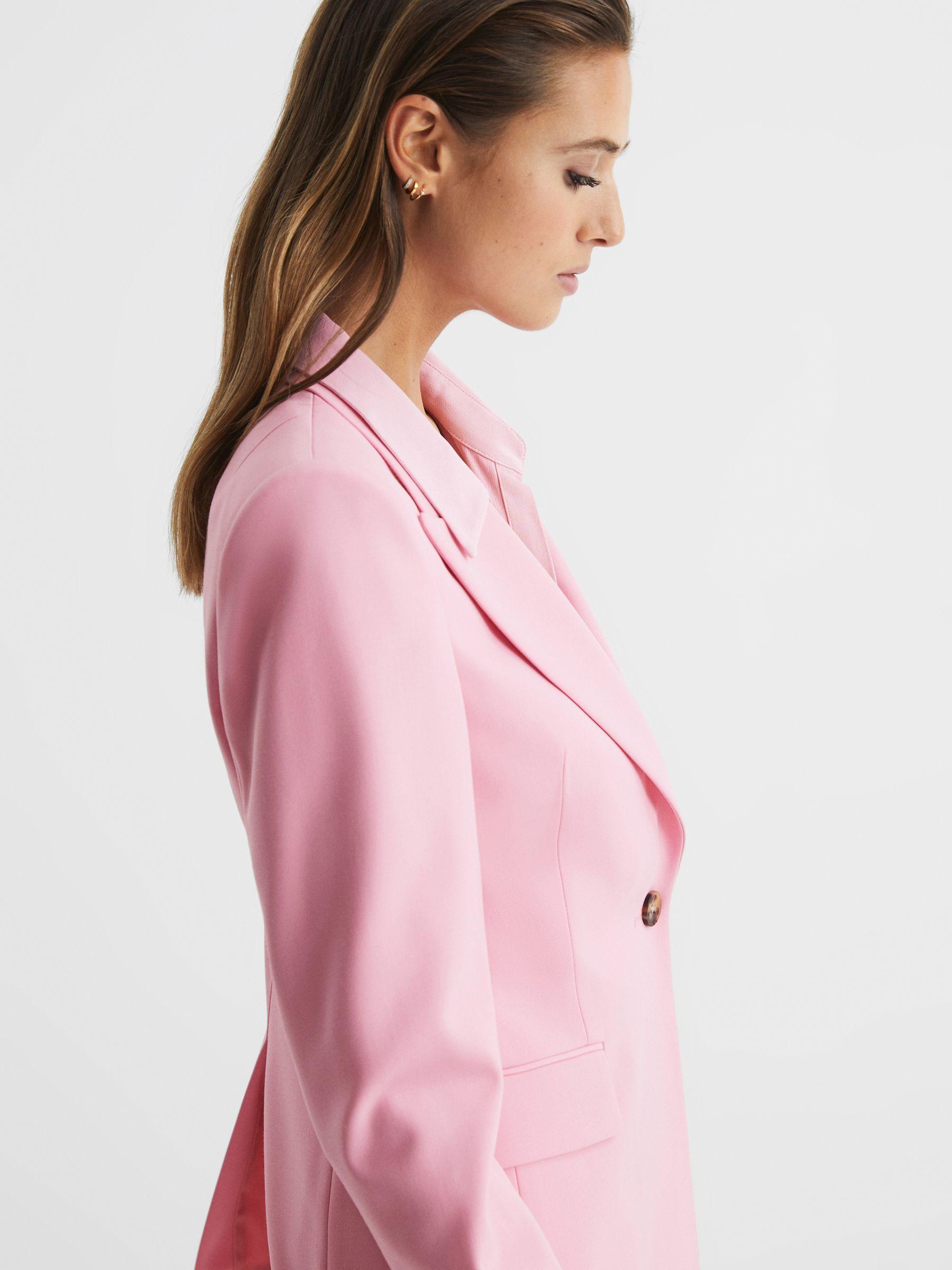 Single Breasted Wool Blend Blazer in Pink Product Image