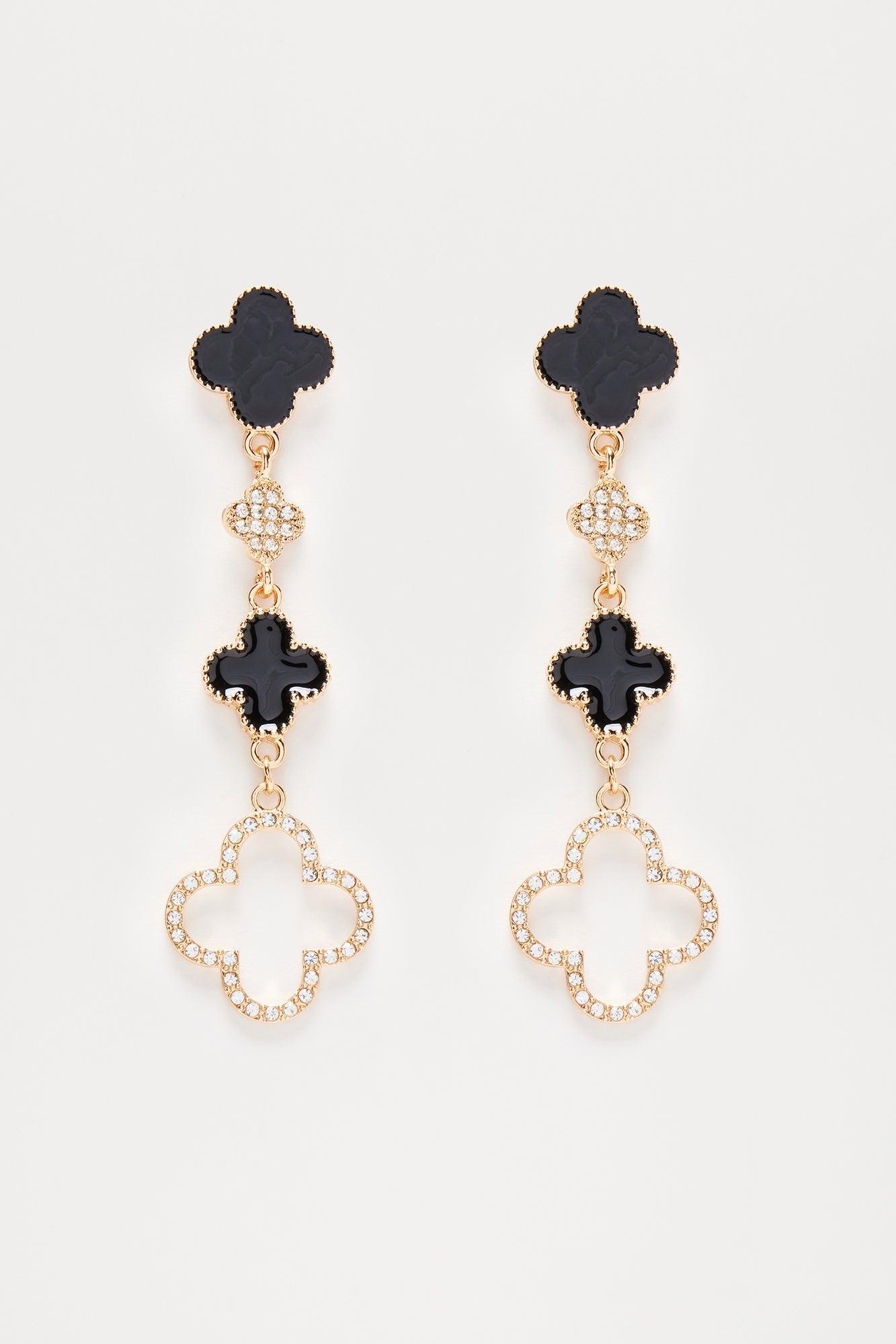 Swinging From The Ceiling Earrings - Gold/Black Product Image