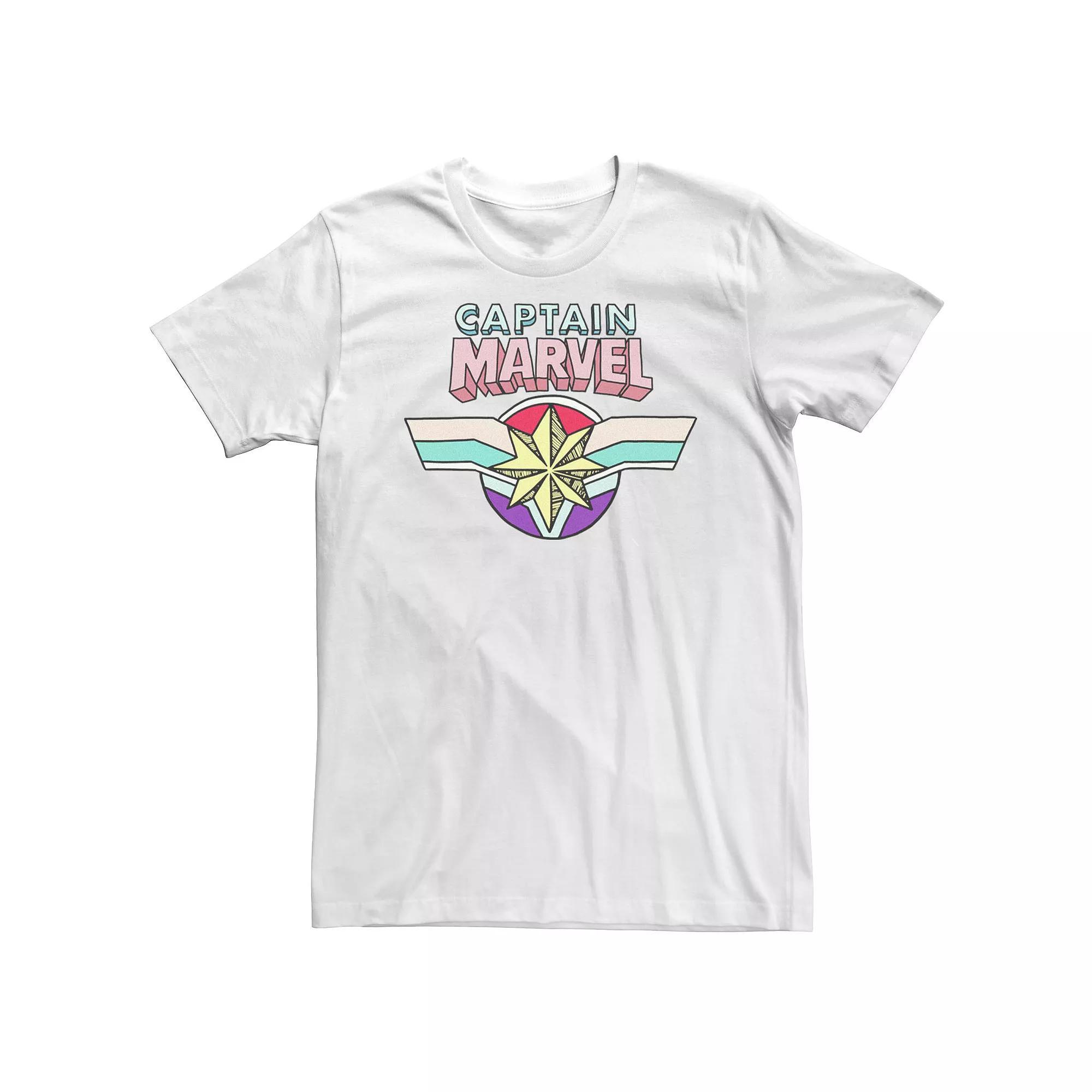 Big & Tall Captain Marvel Cartoon Style Graphic Tee, Men's, Size: 3XL Tall, White Product Image