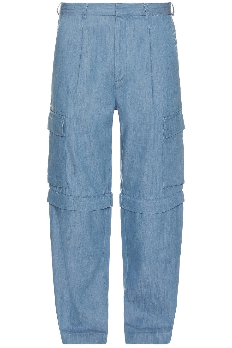 DOUBLE RAINBOUU Cargo Zip Pant in Blue Product Image