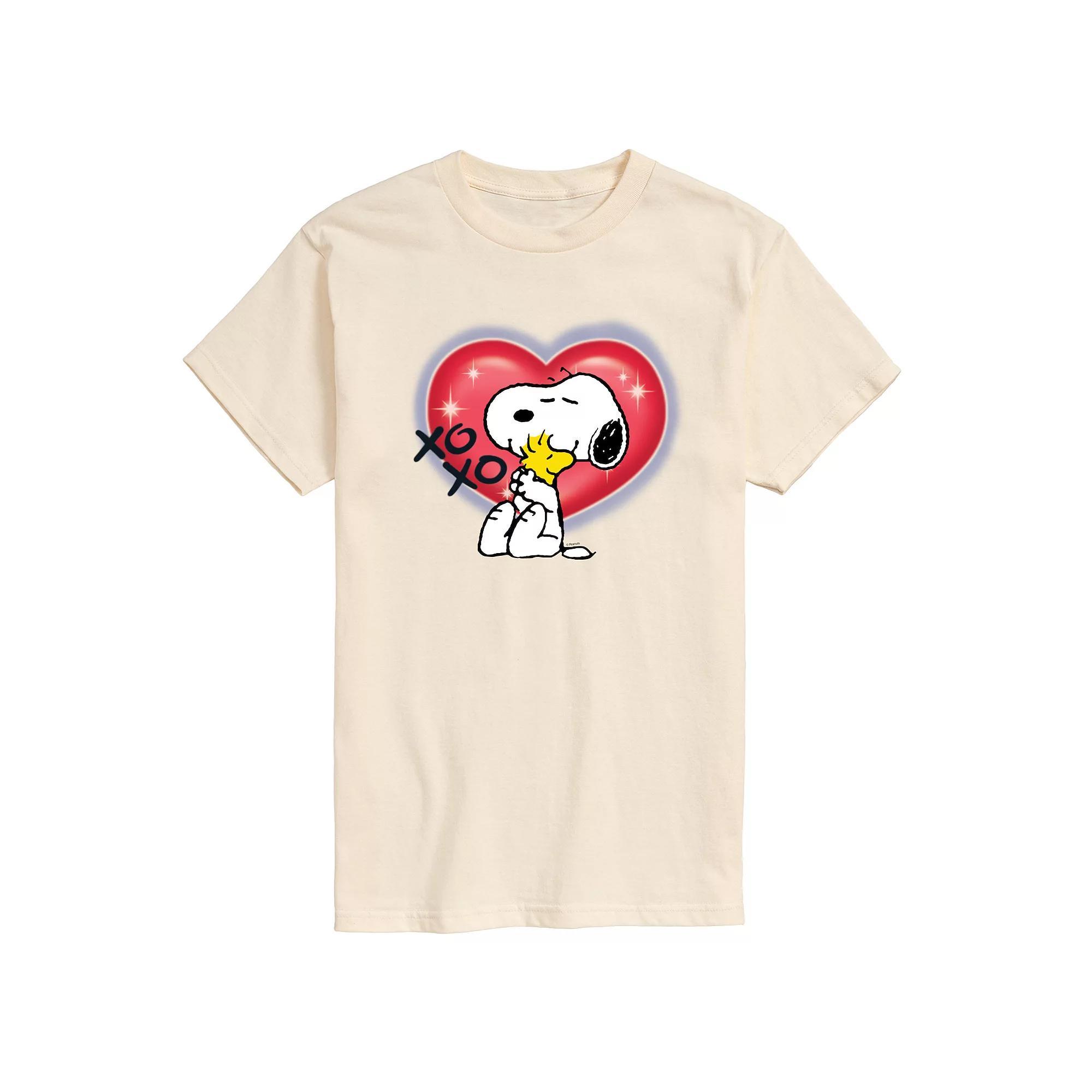 Men's Peanuts Snoopy Woodstock Airbrush Heart Graphic Tee, Size: XL, Ivory Product Image