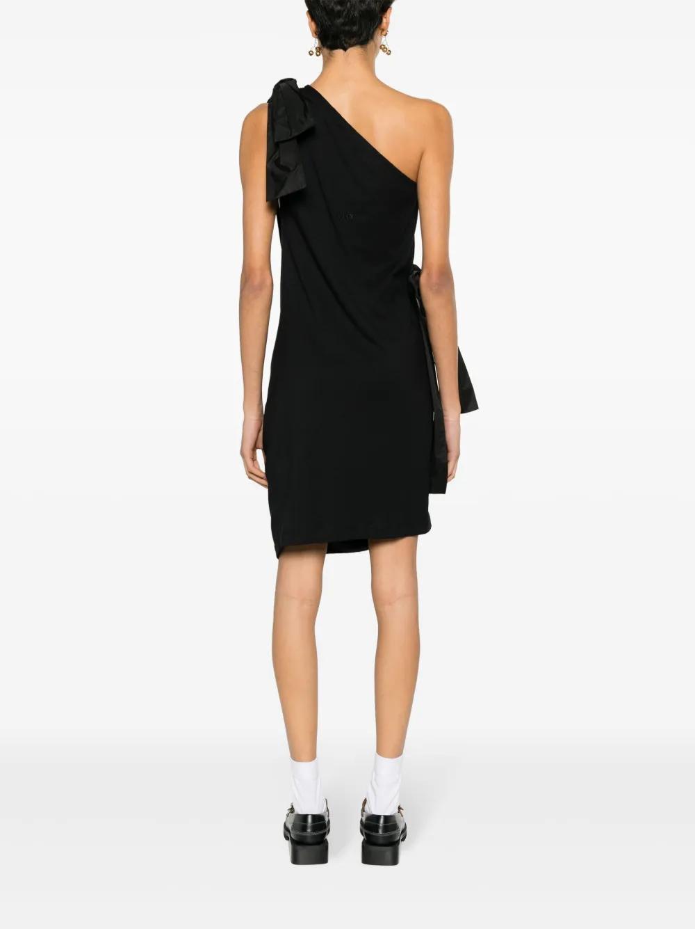 MSGM One-shoulder Bow-detailed Dress In Black Product Image