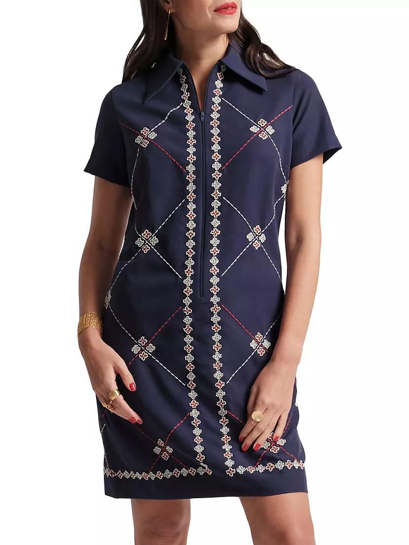 Mabel Floral Embroidered Zip Minidress Product Image