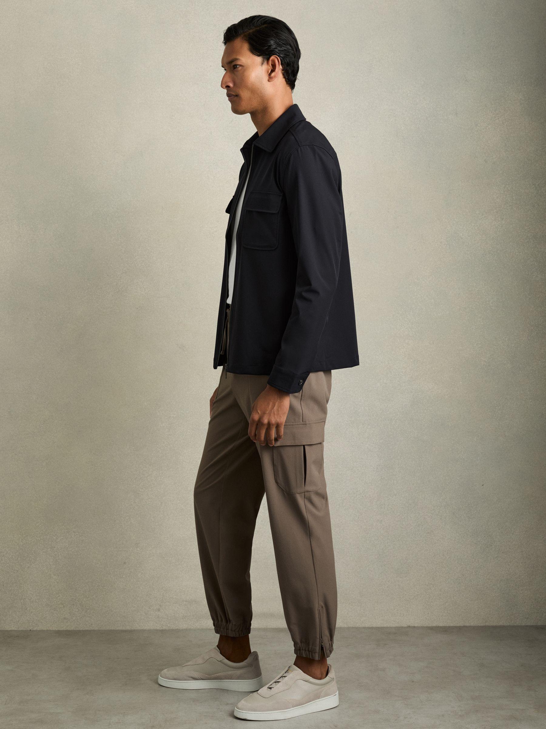 Technical Zip Through Overshirt in Navy Product Image