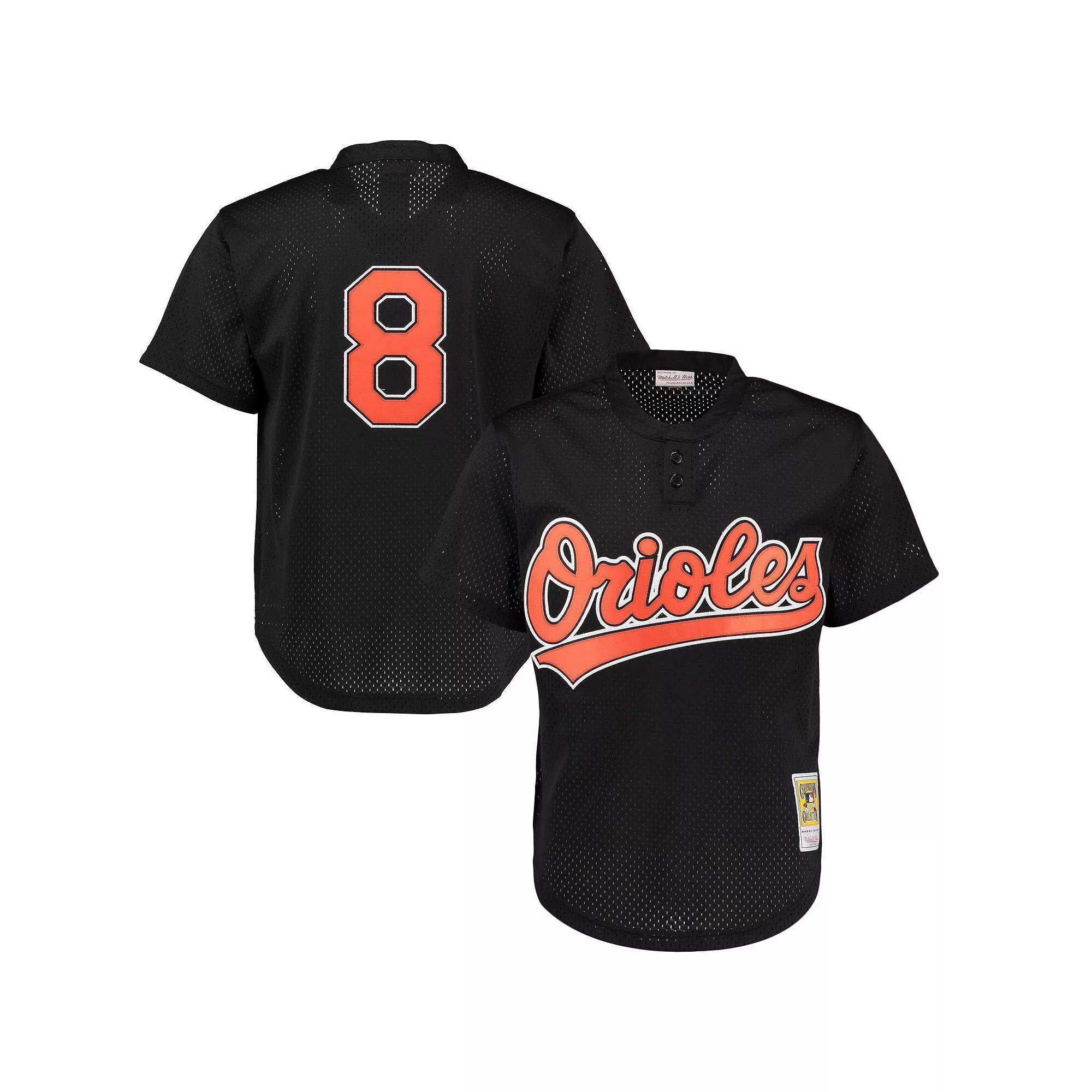 Men's Mitchell & Ness Cal Ripken Jr. Black Baltimore Orioles Cooperstown Mesh Batting Practice Jersey, Size: 4XL Product Image