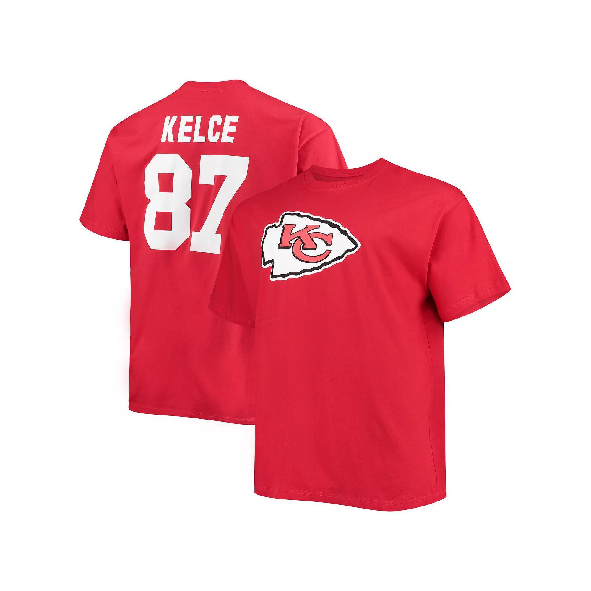 Men's Fanatics Branded Travis Kelce Red Kansas City Chiefs Big & Tall Player Name & Number T-Shirt,  Product Image