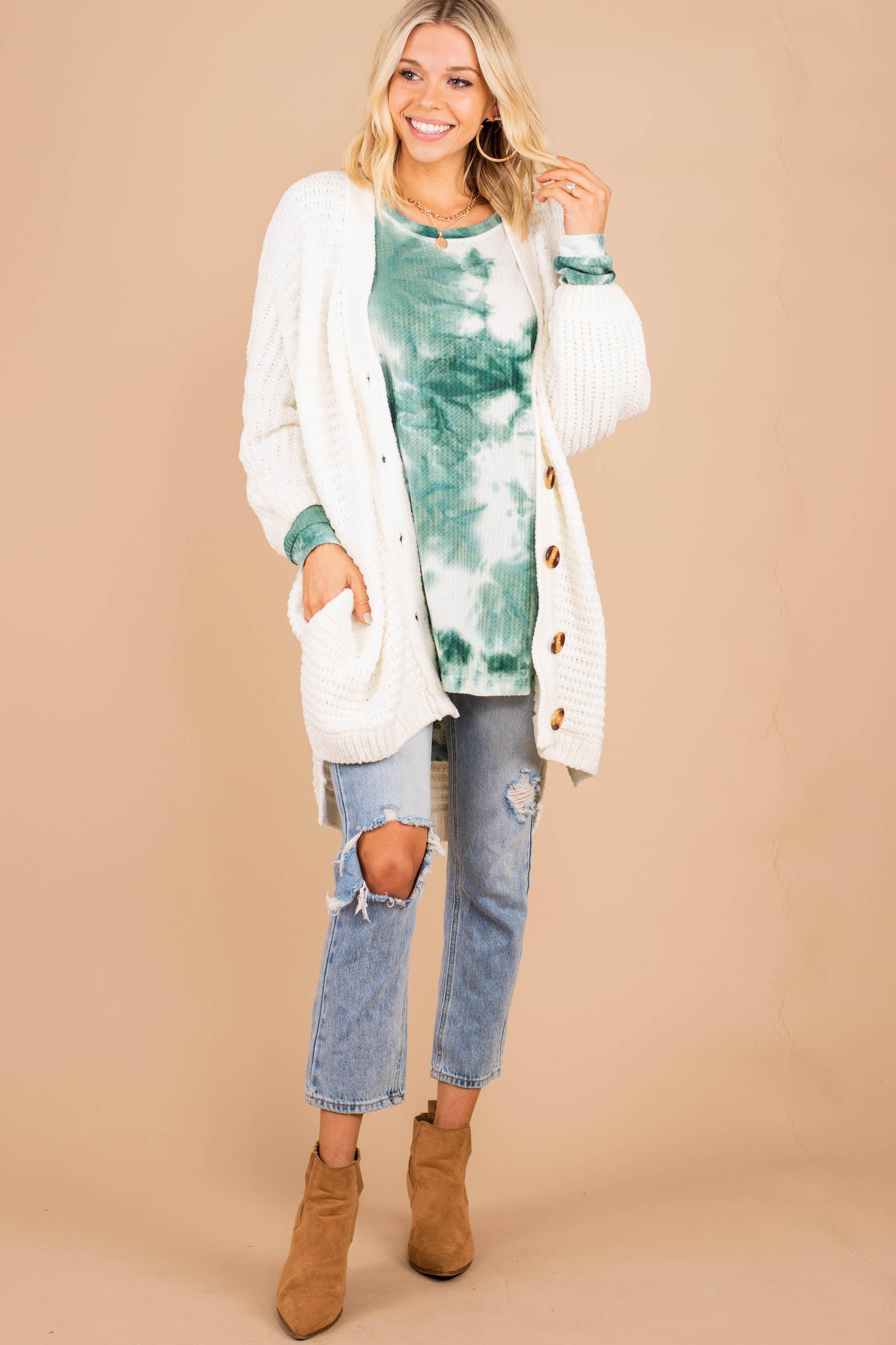 Easy Like Sunday Olive Green Tie Dye Tunic Female Product Image