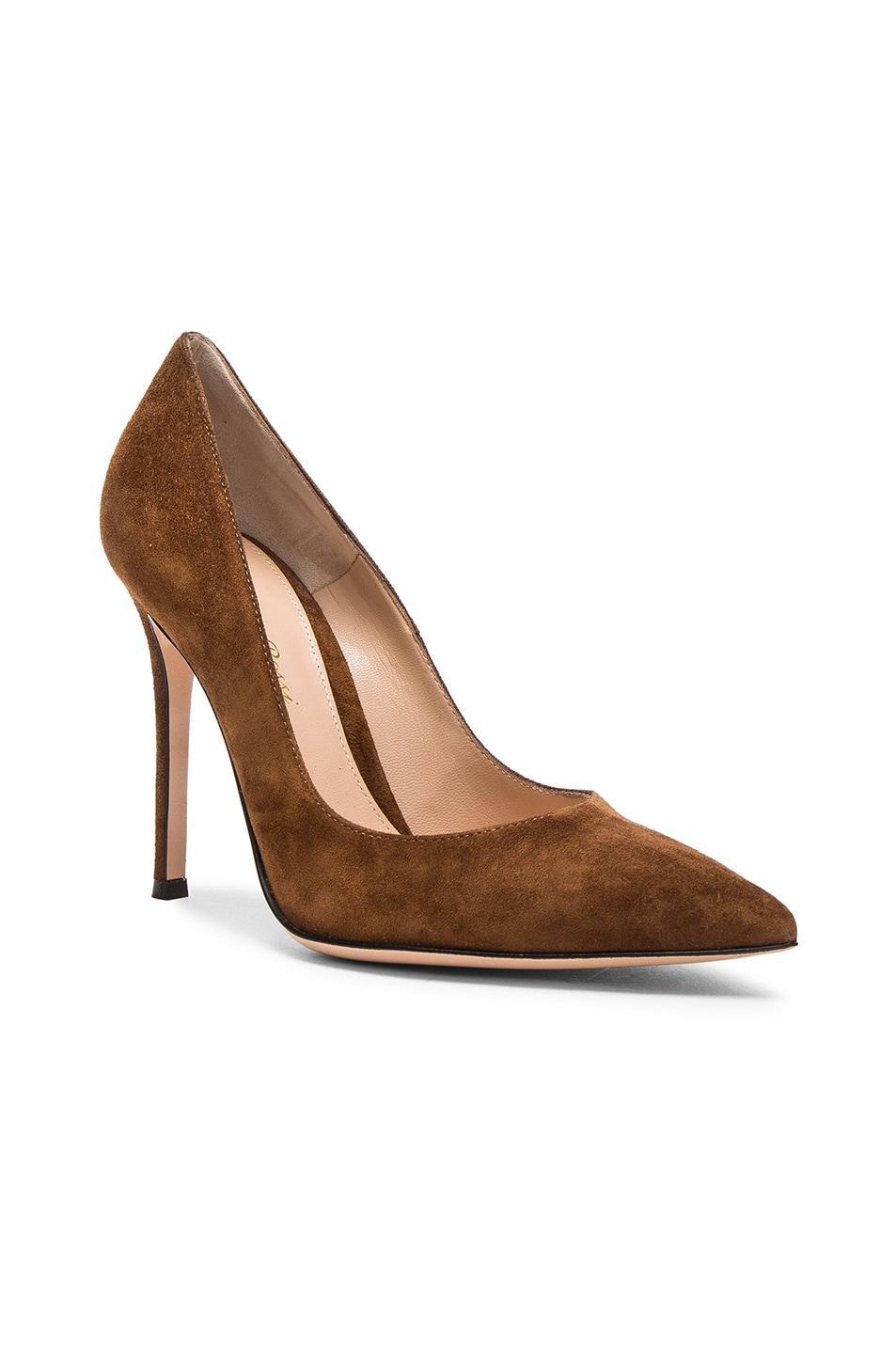 Gianvito Rossi Suede Gianvito Heels in Neutral Product Image