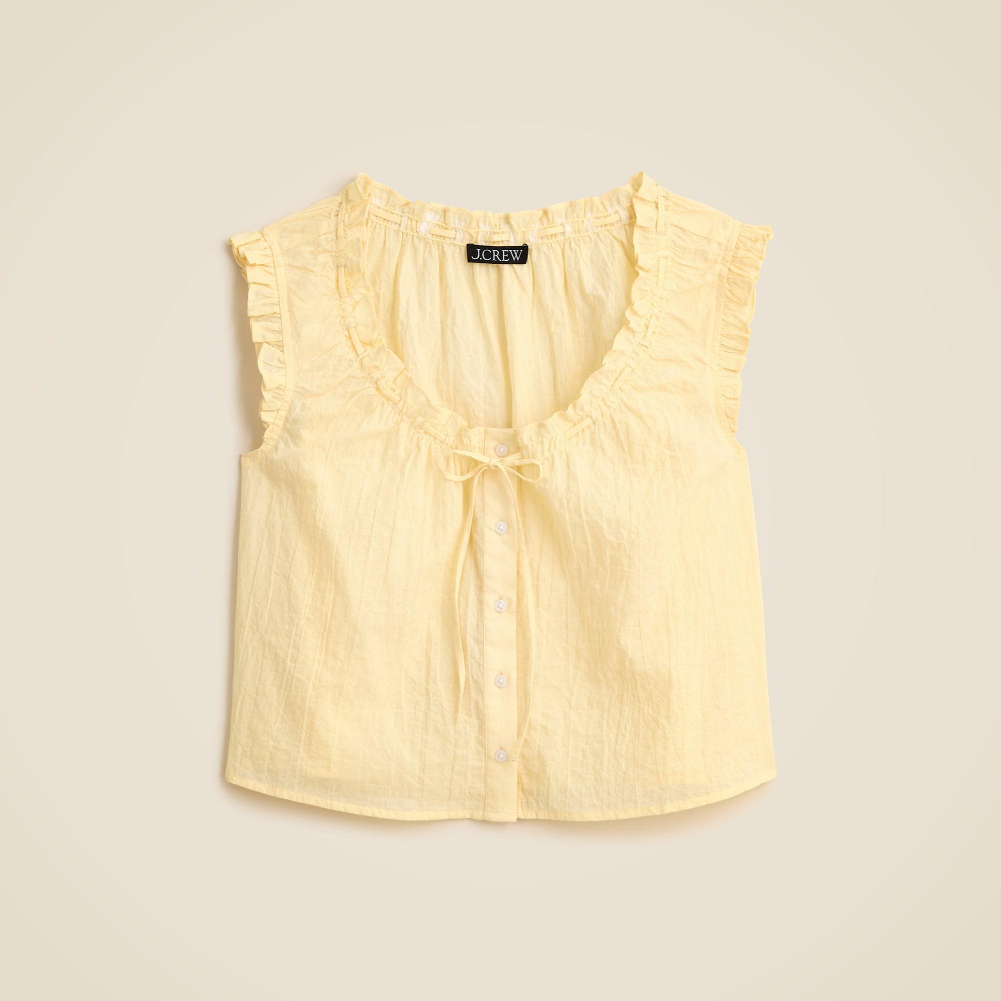Ruffle-trim button-up top Product Image