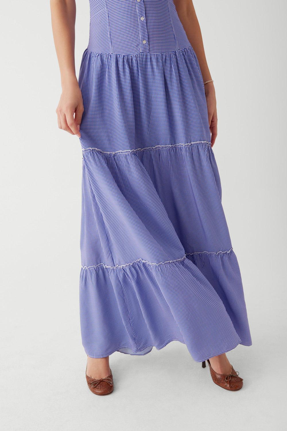 Christabelle Ruffle Maxi Dress - Sailor Gingham Product Image