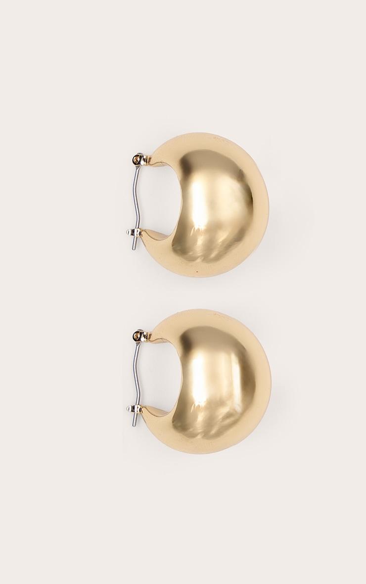 Gold Chubby Huggie Hoop Earrings Product Image