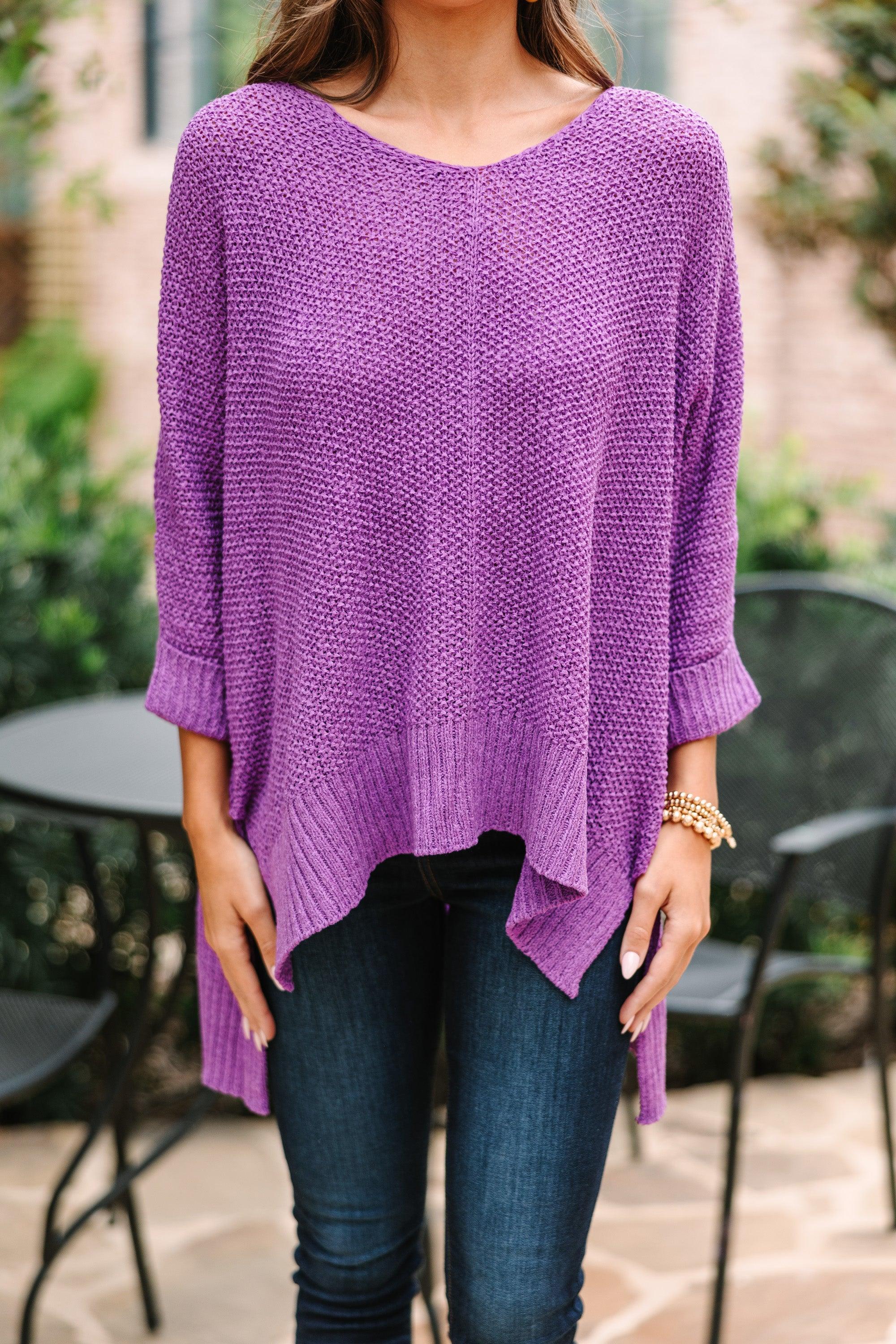 Don't Waste A Moment Purple Oversized Sweater Female Product Image