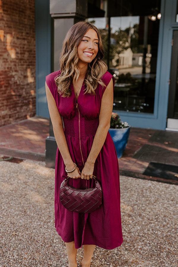 Chic Ensemble Midi Dress in Wine Product Image