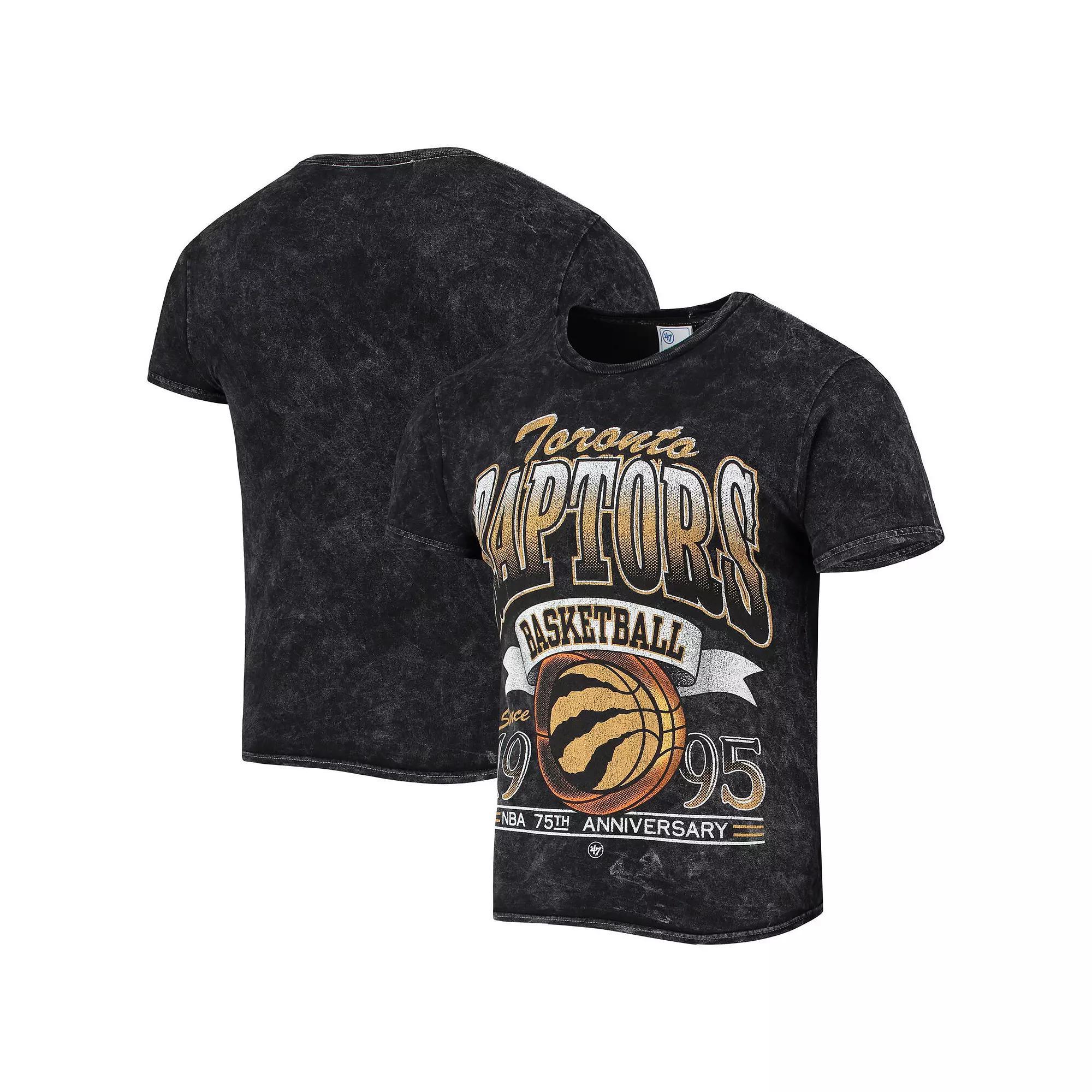 Men's '47 Black Toronto Raptors 75th Anniversary City Edition Mineral Wash Vintage Tubular T-Shirt,  Product Image