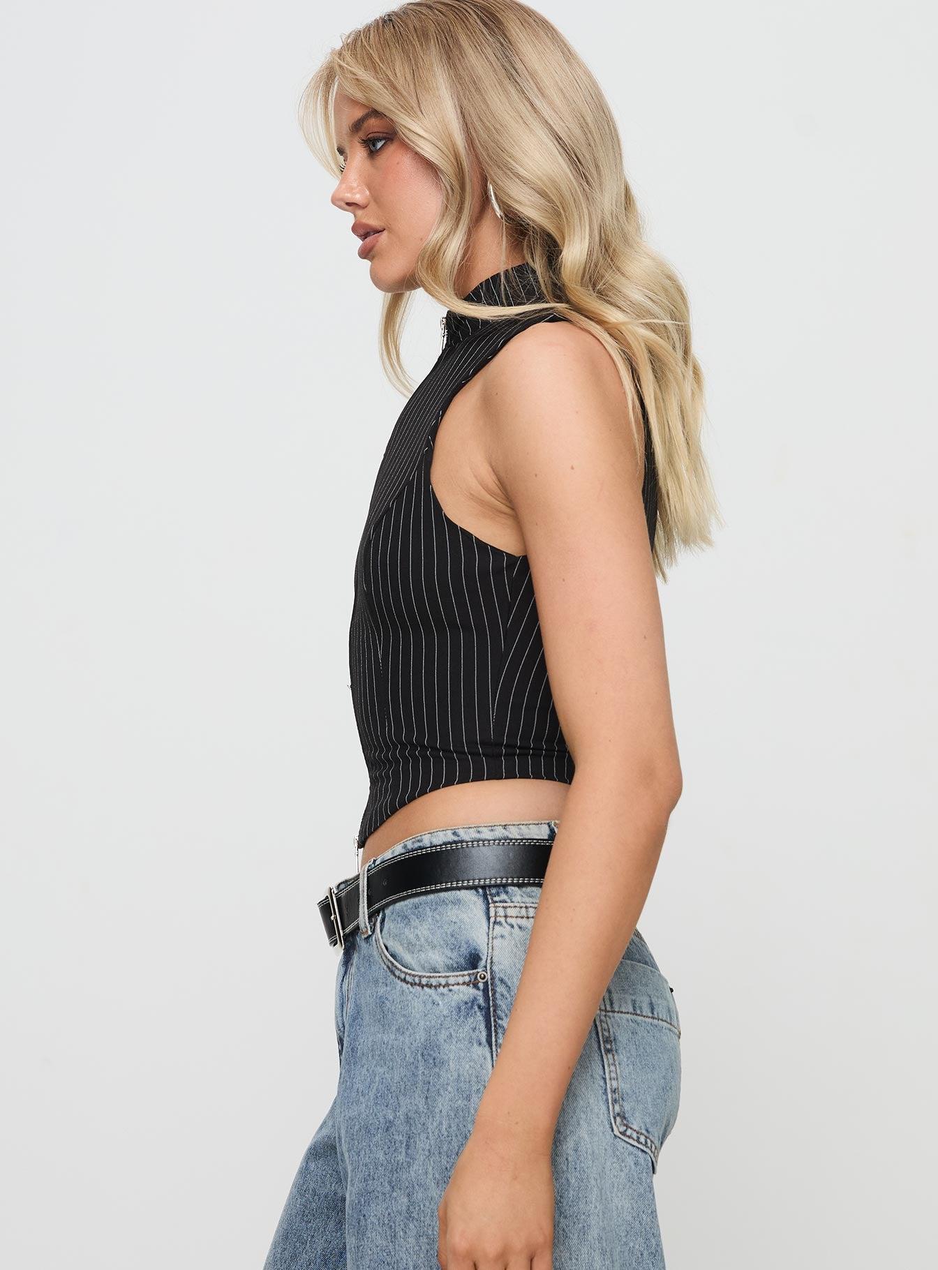 Messa Top Black Pinstripe Product Image