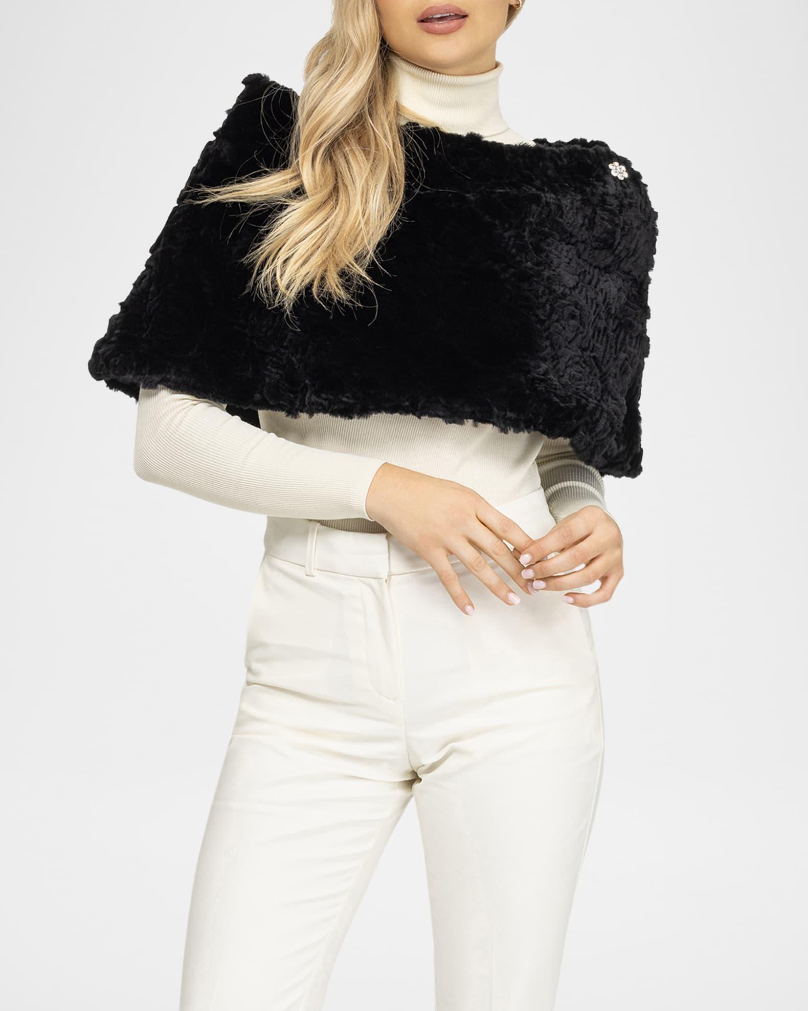 Rose Printed Select Lamb Shearling Capelet Product Image