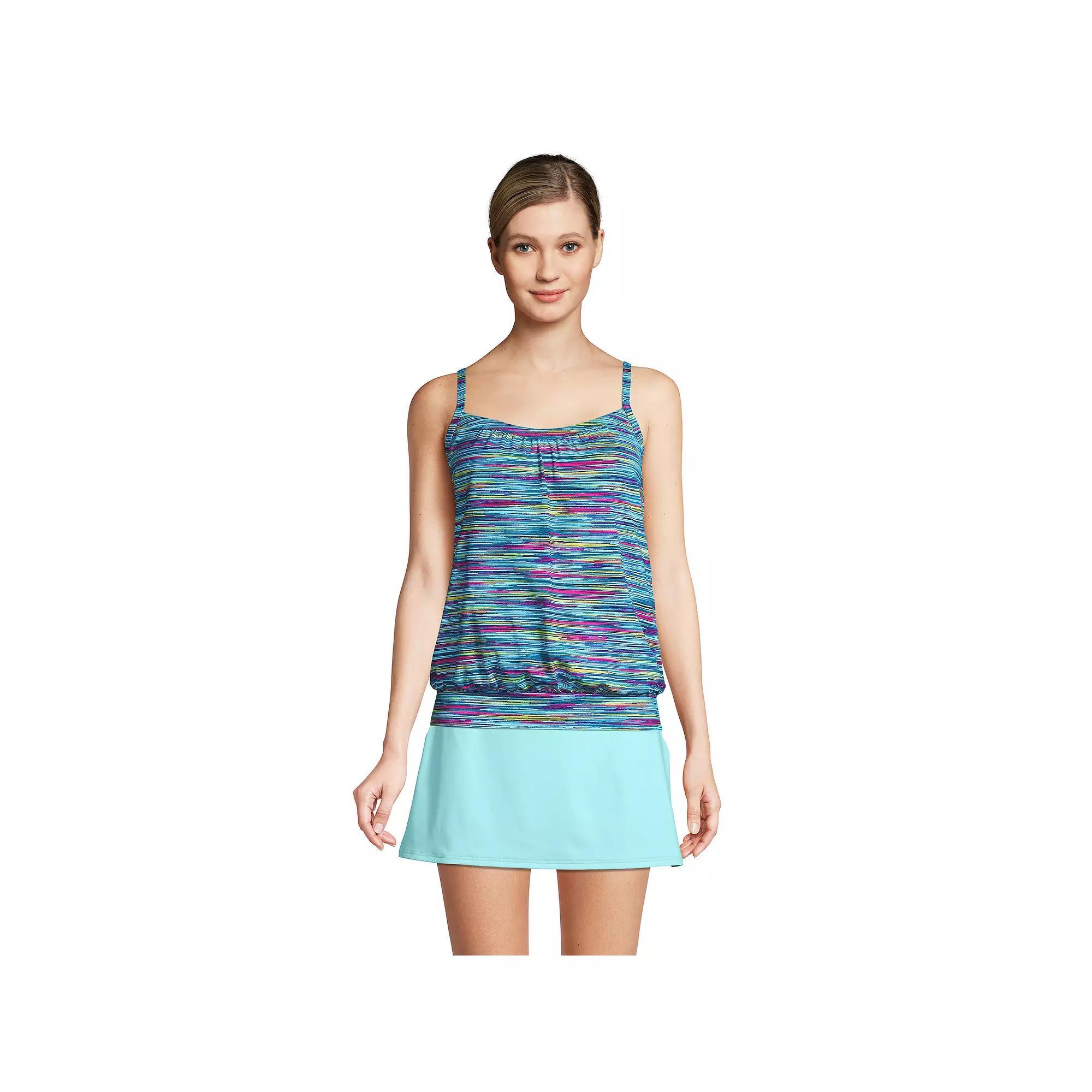 Women's Lands' End DDD-Cup Bust-Minimizer Blouson Chlorine-Resistant Tankini Swim Top,  Product Image