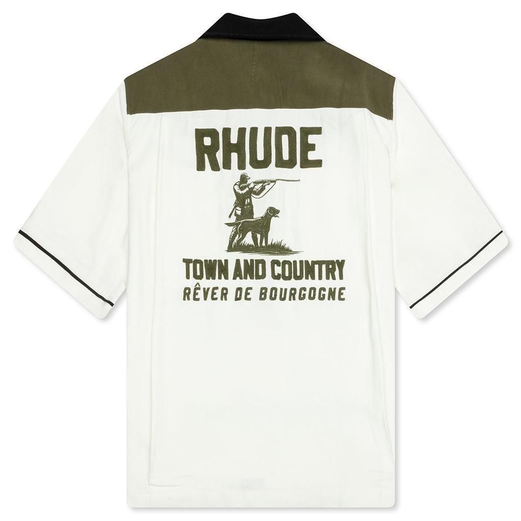 Town and Country Bowling Shirt - Military Green/Off White Male Product Image