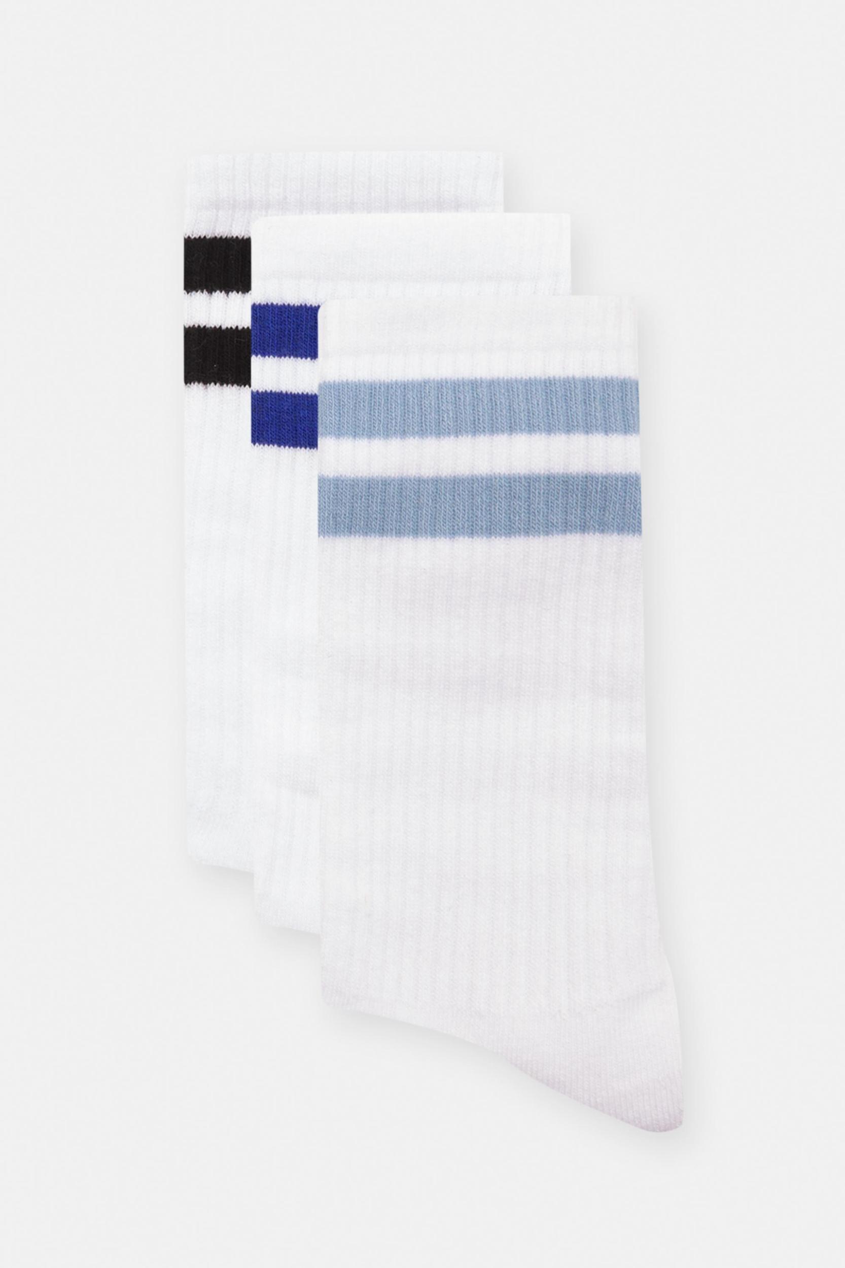 Pack of 3 pairs of white striped socks Product Image