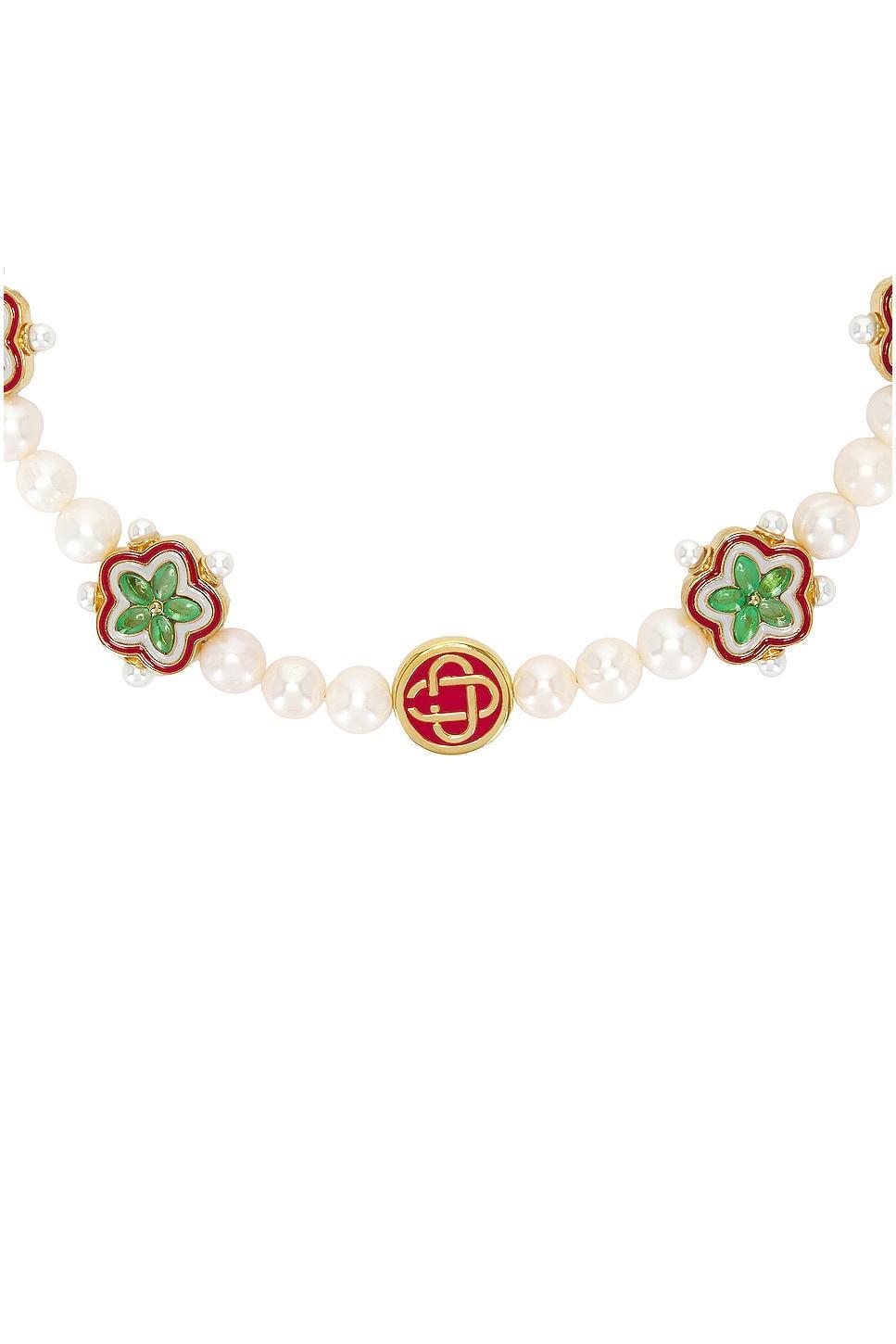 Casablanca Gradient Flower Short Necklace in Ivory Product Image