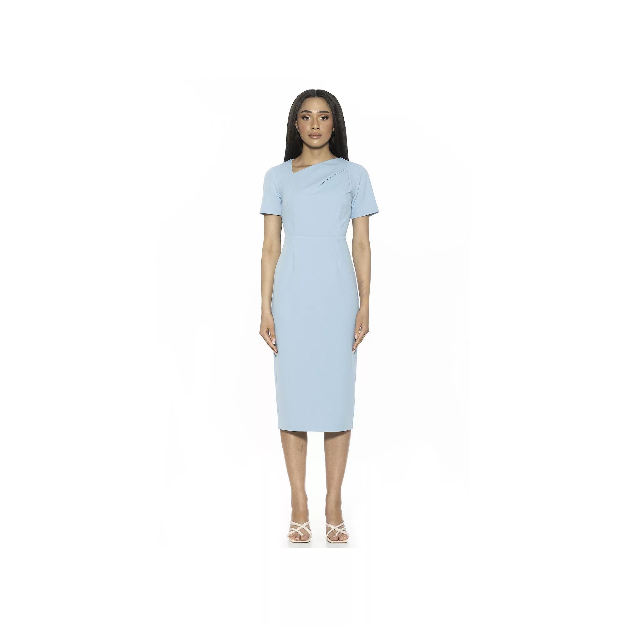 Women's ALEXIA ADMOR Angelica Asymmetric Short Sleeve Sheath Dress,  Product Image