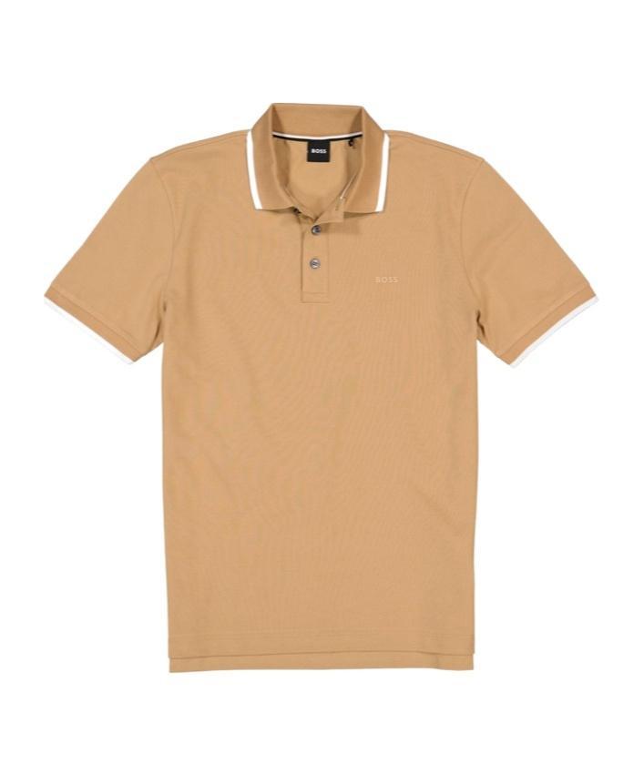 HUGO BOSS Logo-embroidered Piqué Polo Shirt In Nude Product Image