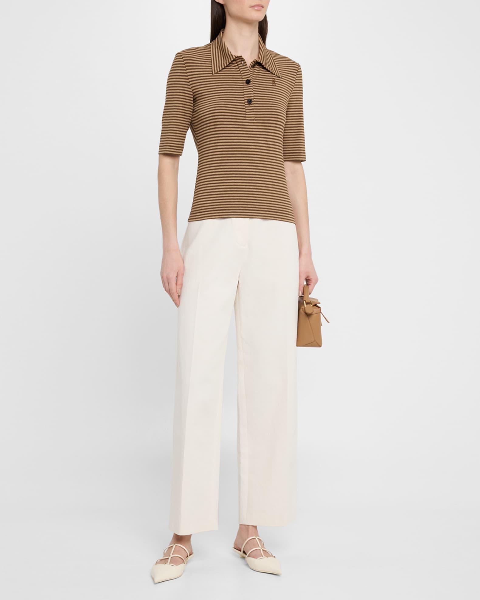 Striped Short-Sleeve Polo Shirt Product Image