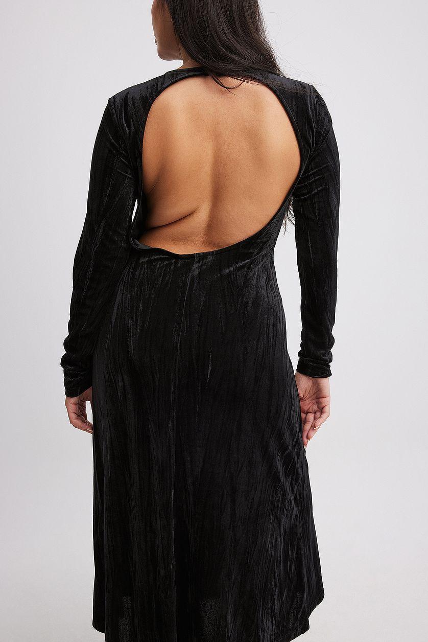 Open Back Velvet Midi Dress Product Image