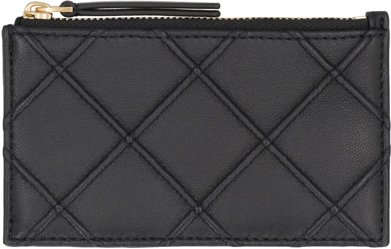 TORY BURCH Fleming Leather Card Holder In Black Product Image