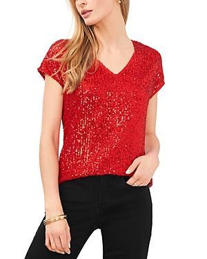 Vince Camuto Short Sleeve Sequin Top Product Image