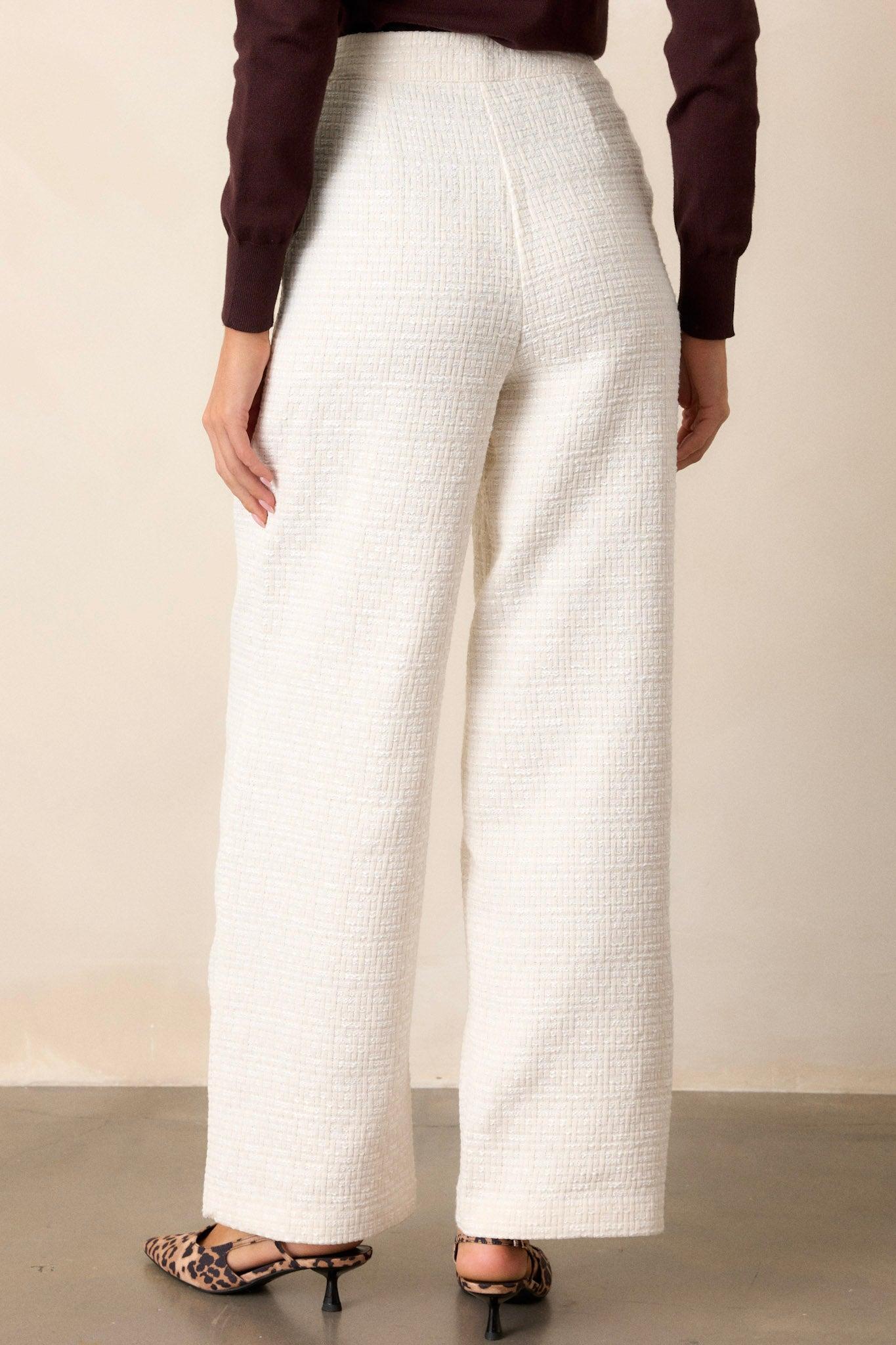 Glass Half Full Ivory Tweed Pants Product Image