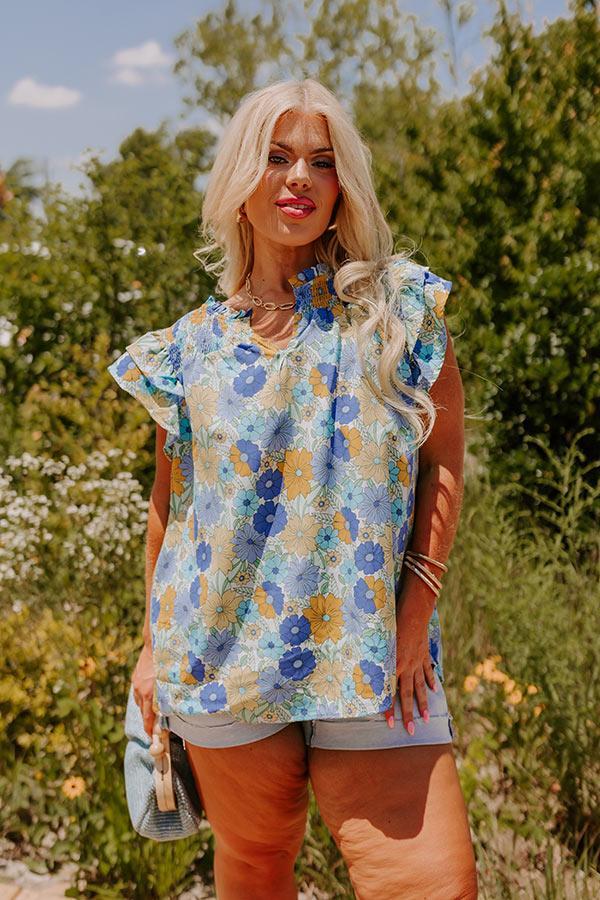 Floral Galore Shift Top In Blue Curves Product Image