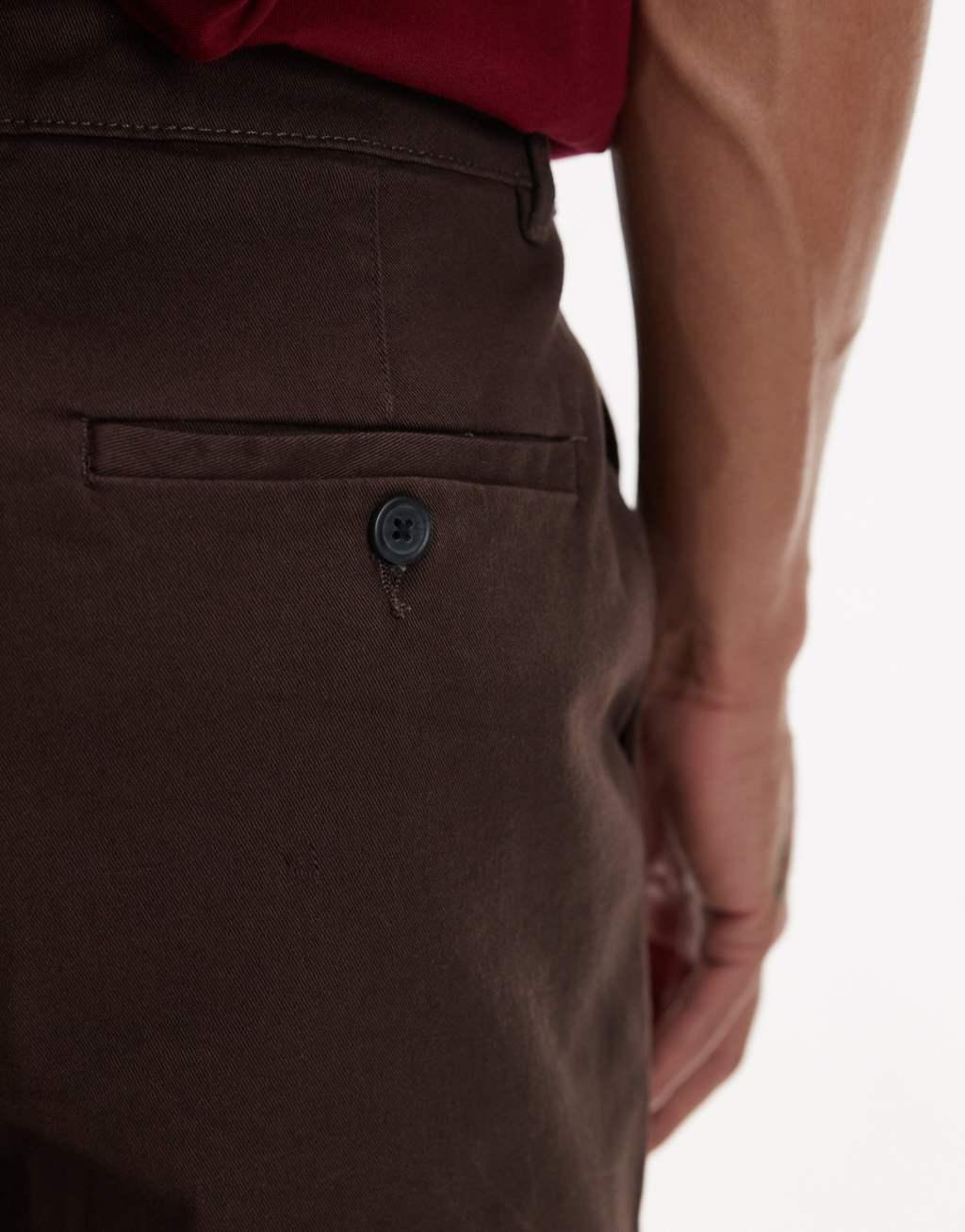 Topman slim chino pants in brown Product Image