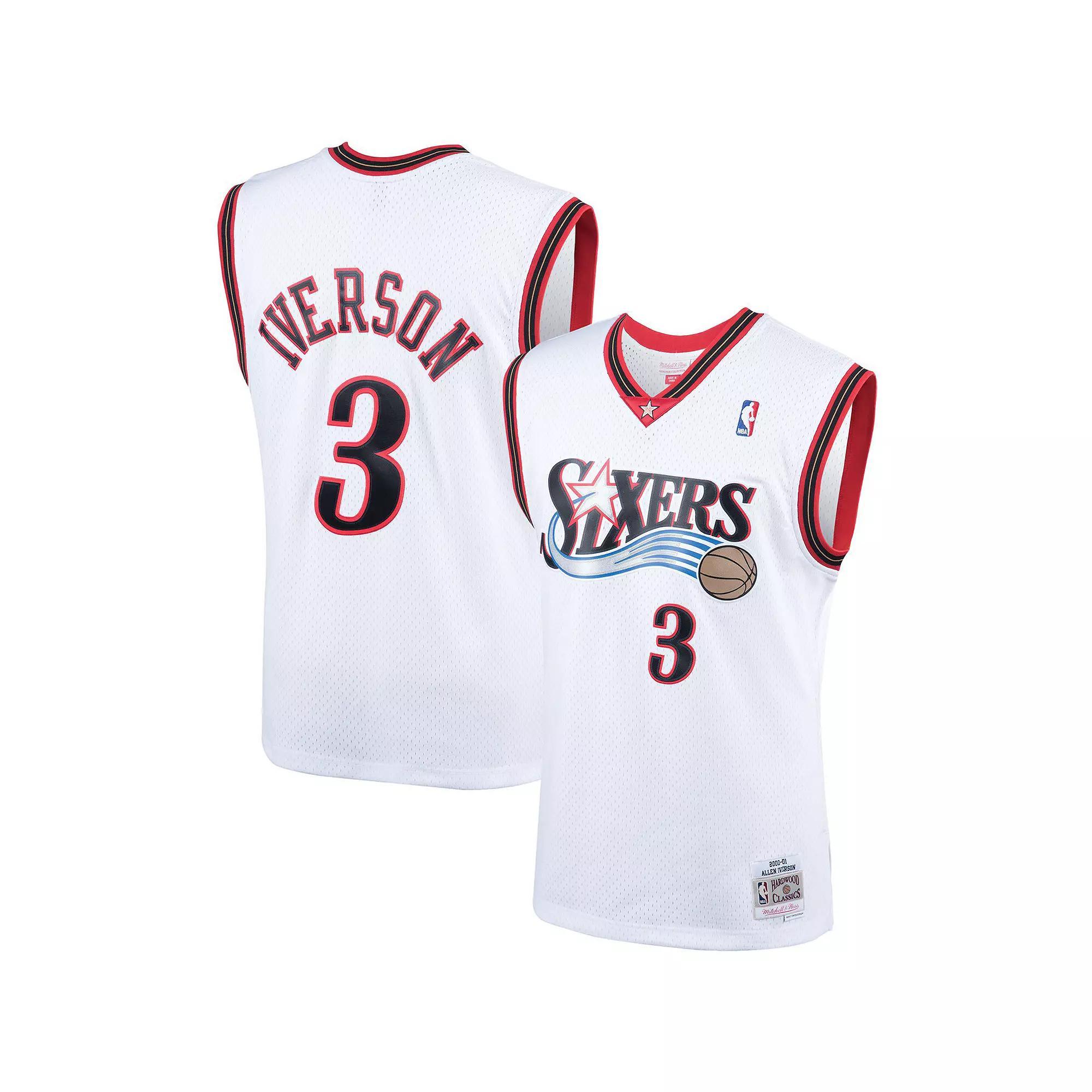 Men's Mitchell & Ness Allen Iverson White Philadelphia 76ers Hardwood Classics Swingman Jersey,  Product Image