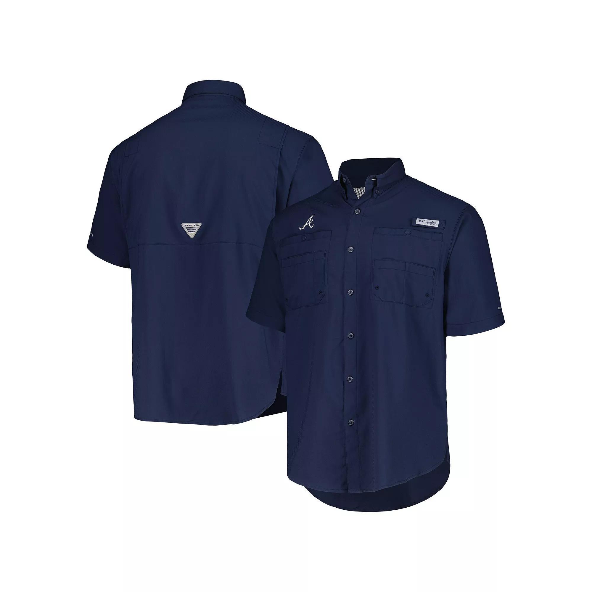 Men's Columbia Navy Atlanta Braves Tamiami Omni-Shade Button-Down Shirt, Size: Large, Blue Product Image