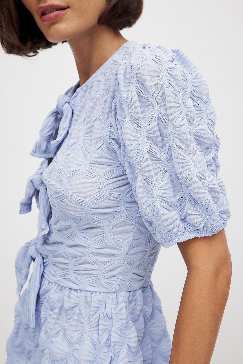 Puff Sleeve Tie Top Product Image