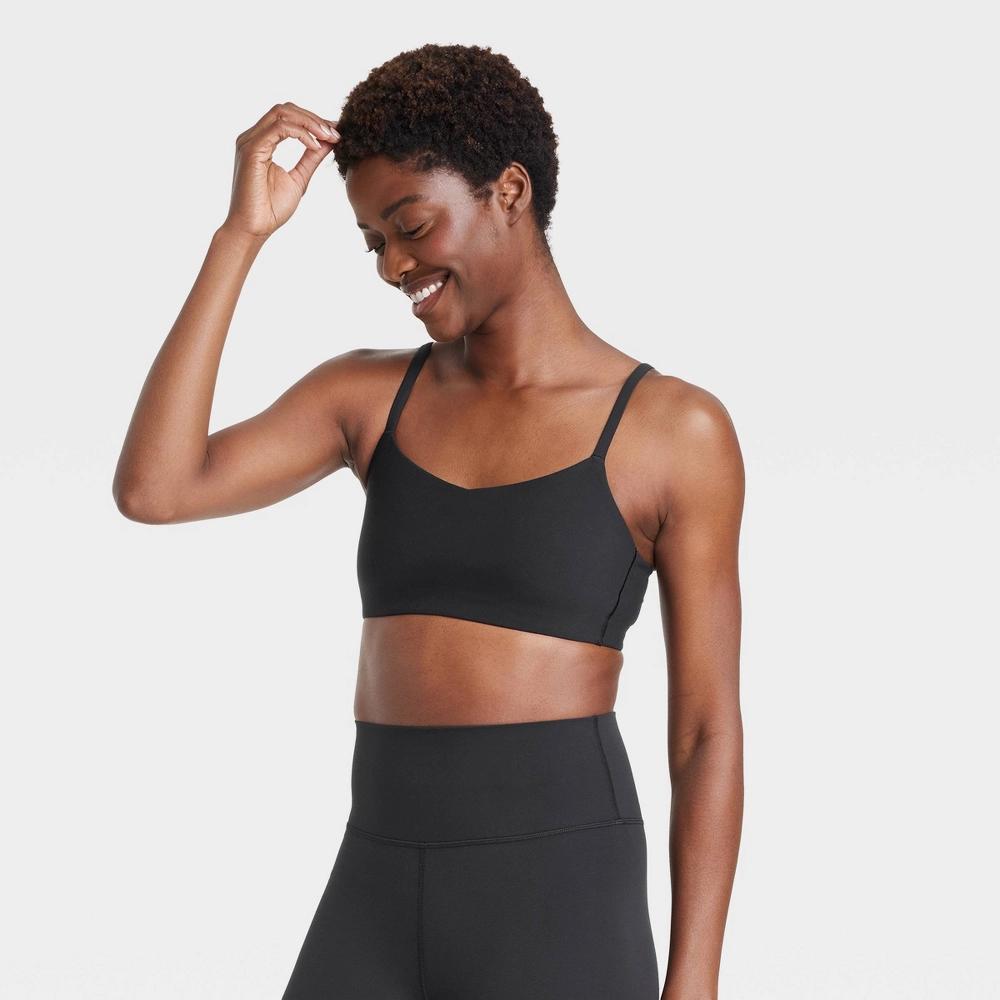 Womens Everyday Soft Light Support Strappy Sports Bra - All In Motion Black XS Product Image