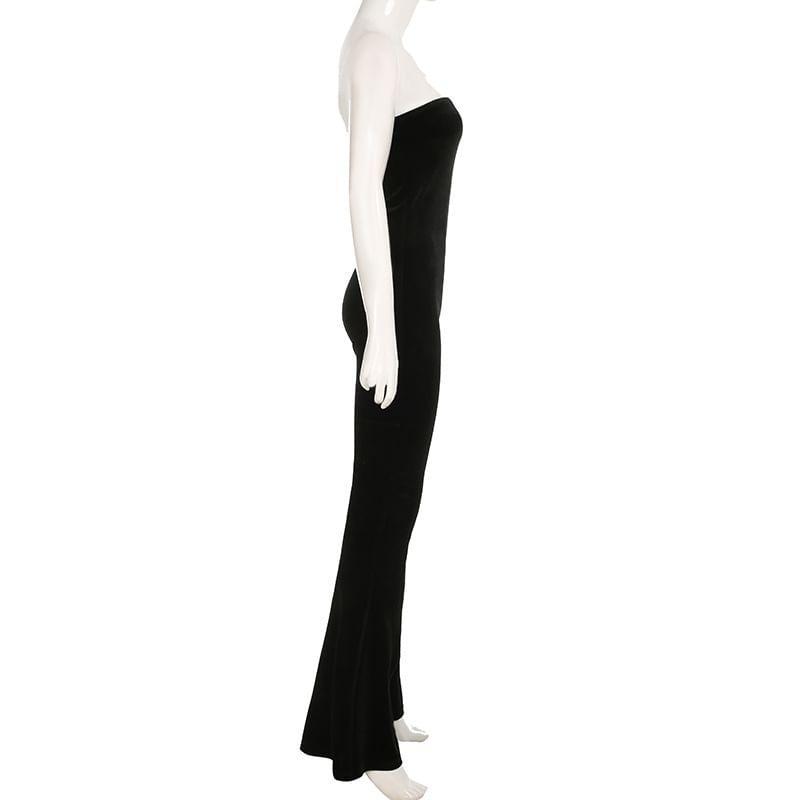 Strapless Plain Flared Jumpsuit Product Image