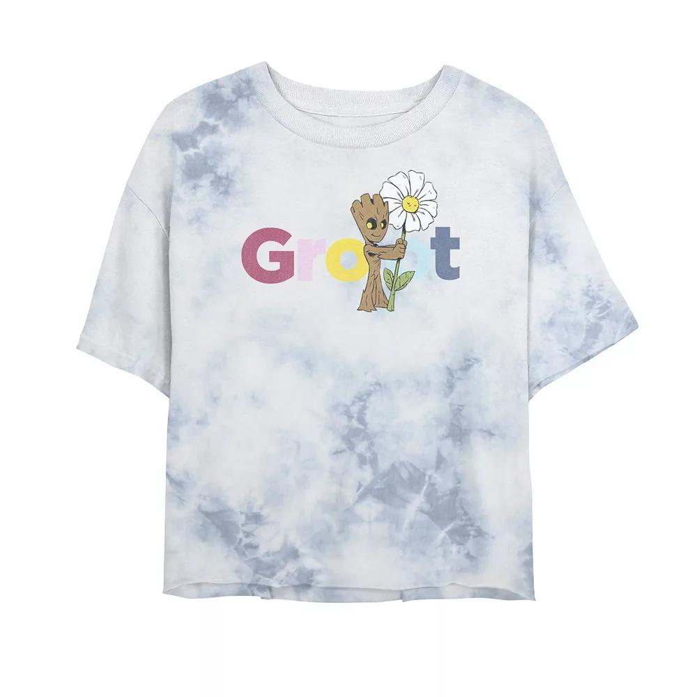 Juniors' Marvel Guardians Of The Galaxy Groot Flower Tee, Girl's, Size: Small, White Blue Product Image