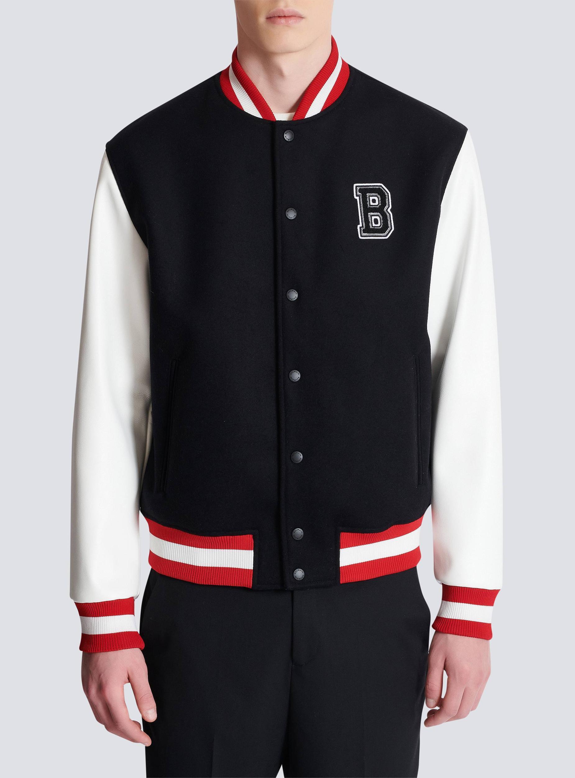 Varsity wool and faux leather jacket Product Image