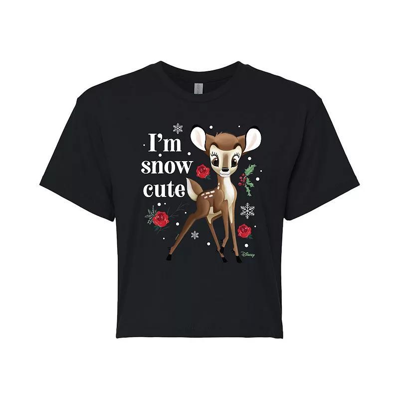 Disney's Bambi Women's I'm Snow Cute Cropped Tee, Girl's, Size: Large, Black Product Image