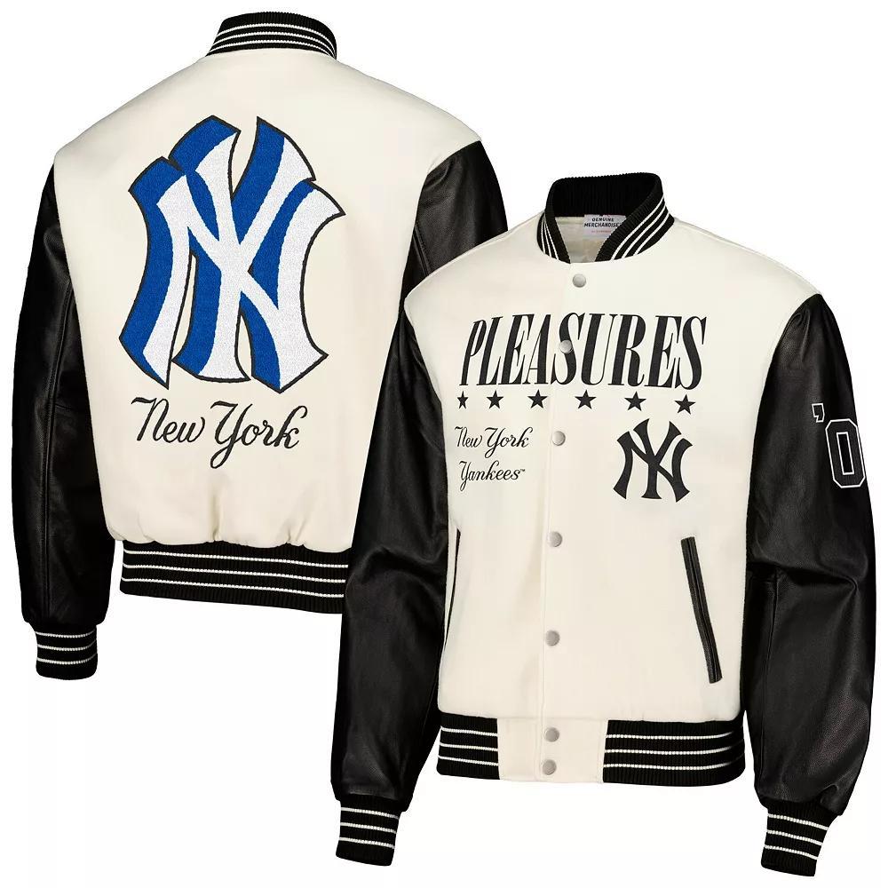 Men's White New York Yankees Full-Snap Varsity Jacket, Size: Large Product Image