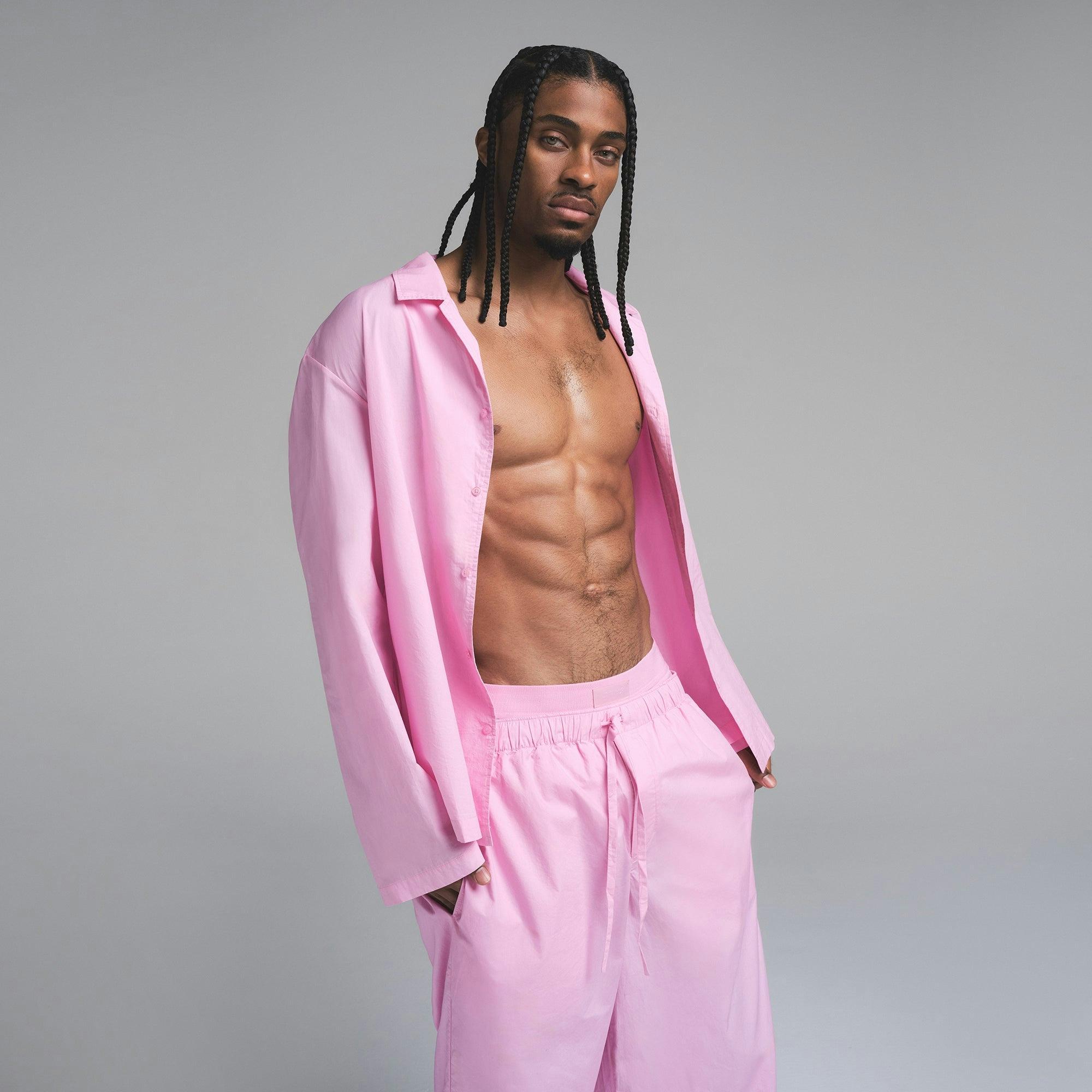 COTTON POPLIN MENS LONG SLEEP SET | BUBBLE GUM Product Image