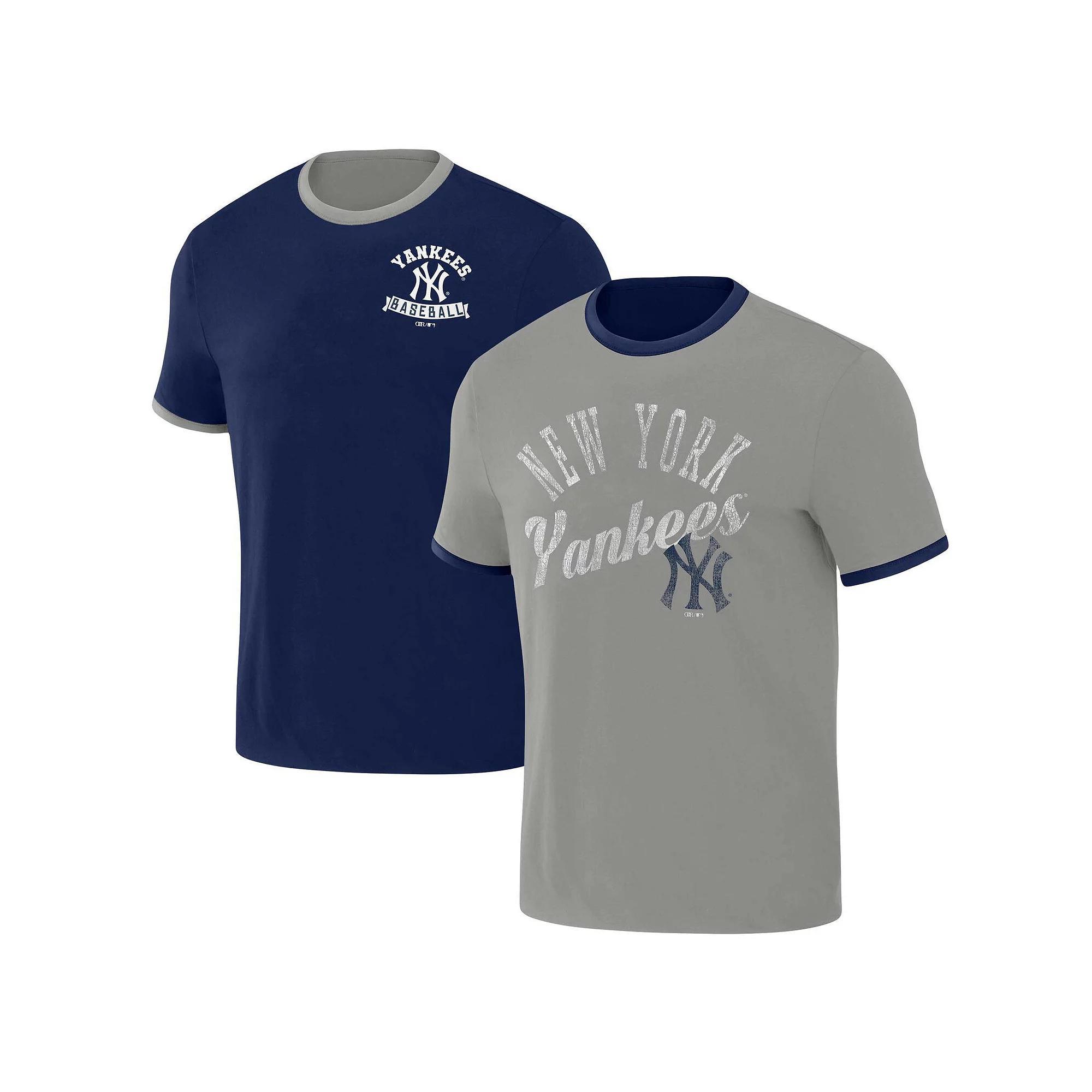 Men's Darius Rucker Collection by Fanatics Navy/Gray New York Yankees Two-Way Ringer Reversible T-Shirt, Size: Large, Blue Product Image